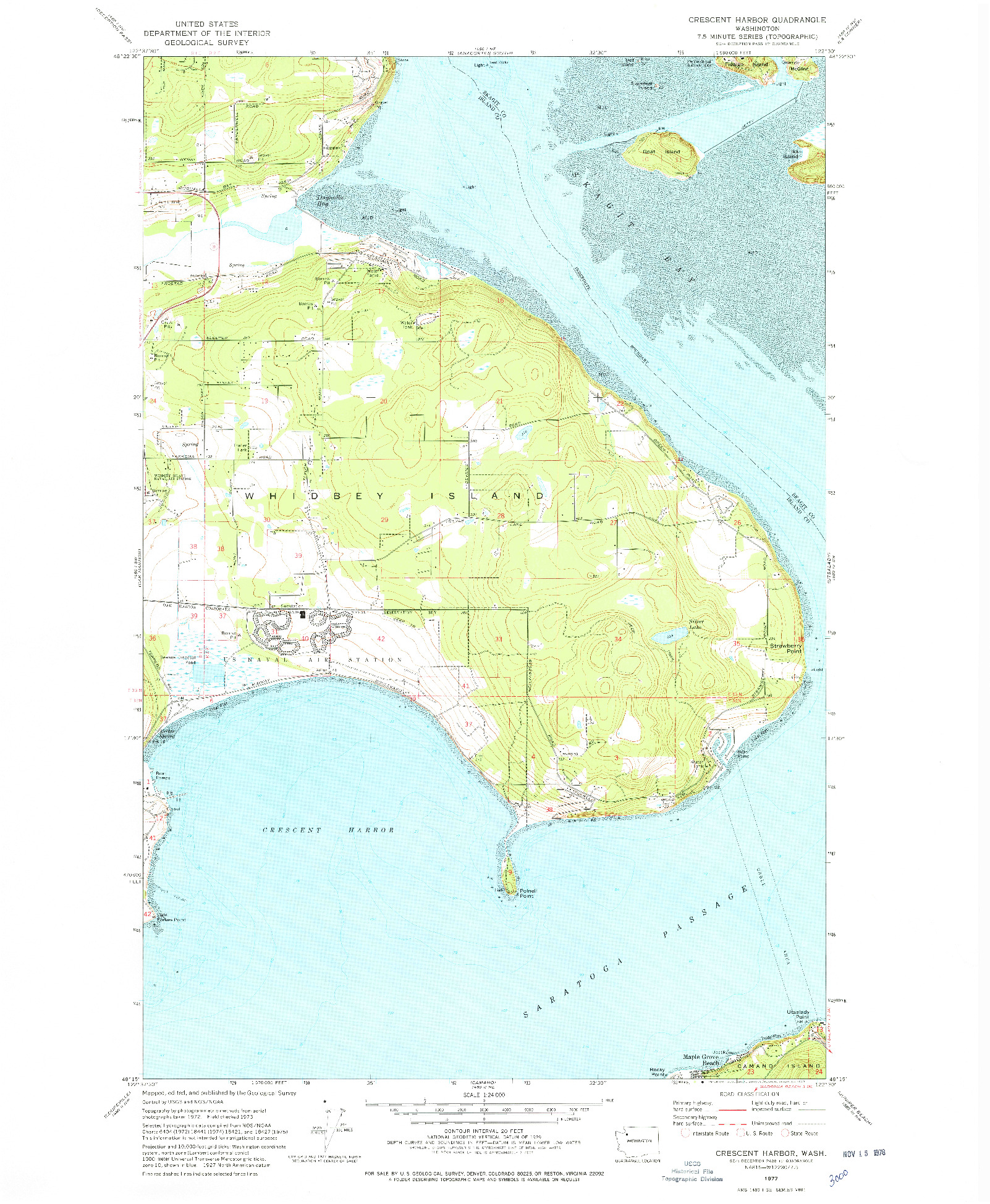 USGS 1:24000-SCALE QUADRANGLE FOR CRESCENT HARBOR, WA 1977