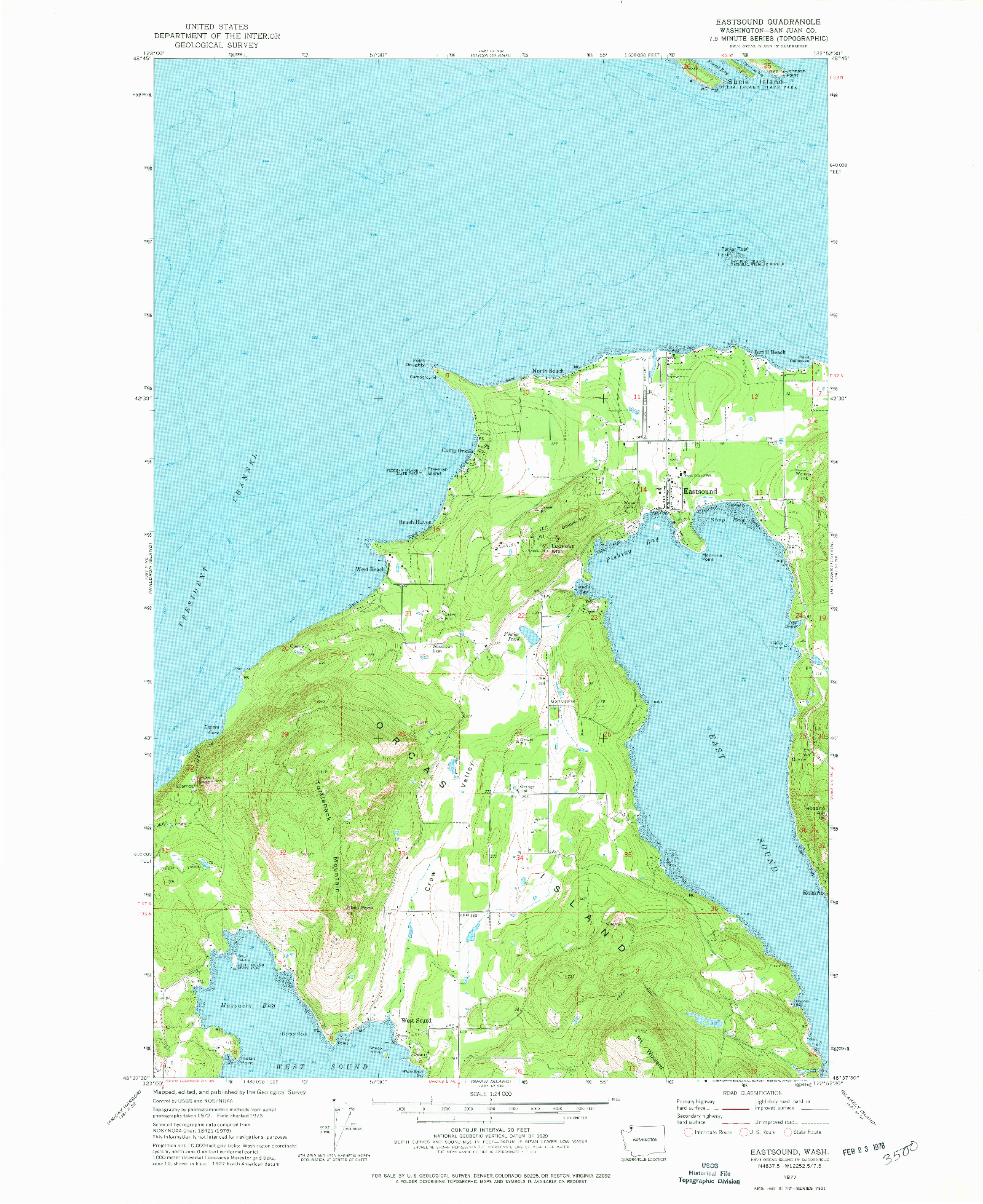 USGS 1:24000-SCALE QUADRANGLE FOR EASTSOUND, WA 1977