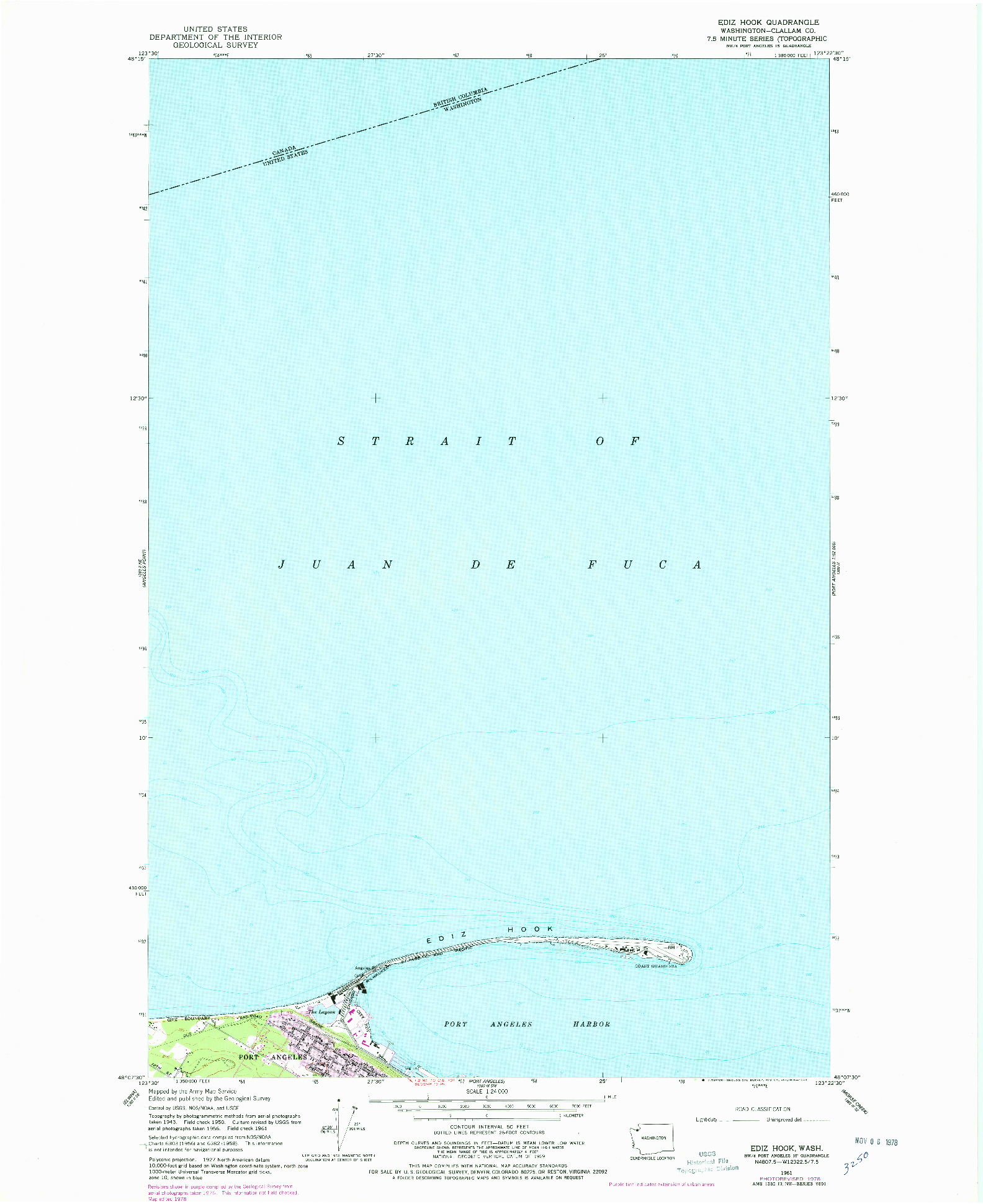 USGS 1:24000-SCALE QUADRANGLE FOR EDIZ HOOK, WA 1961