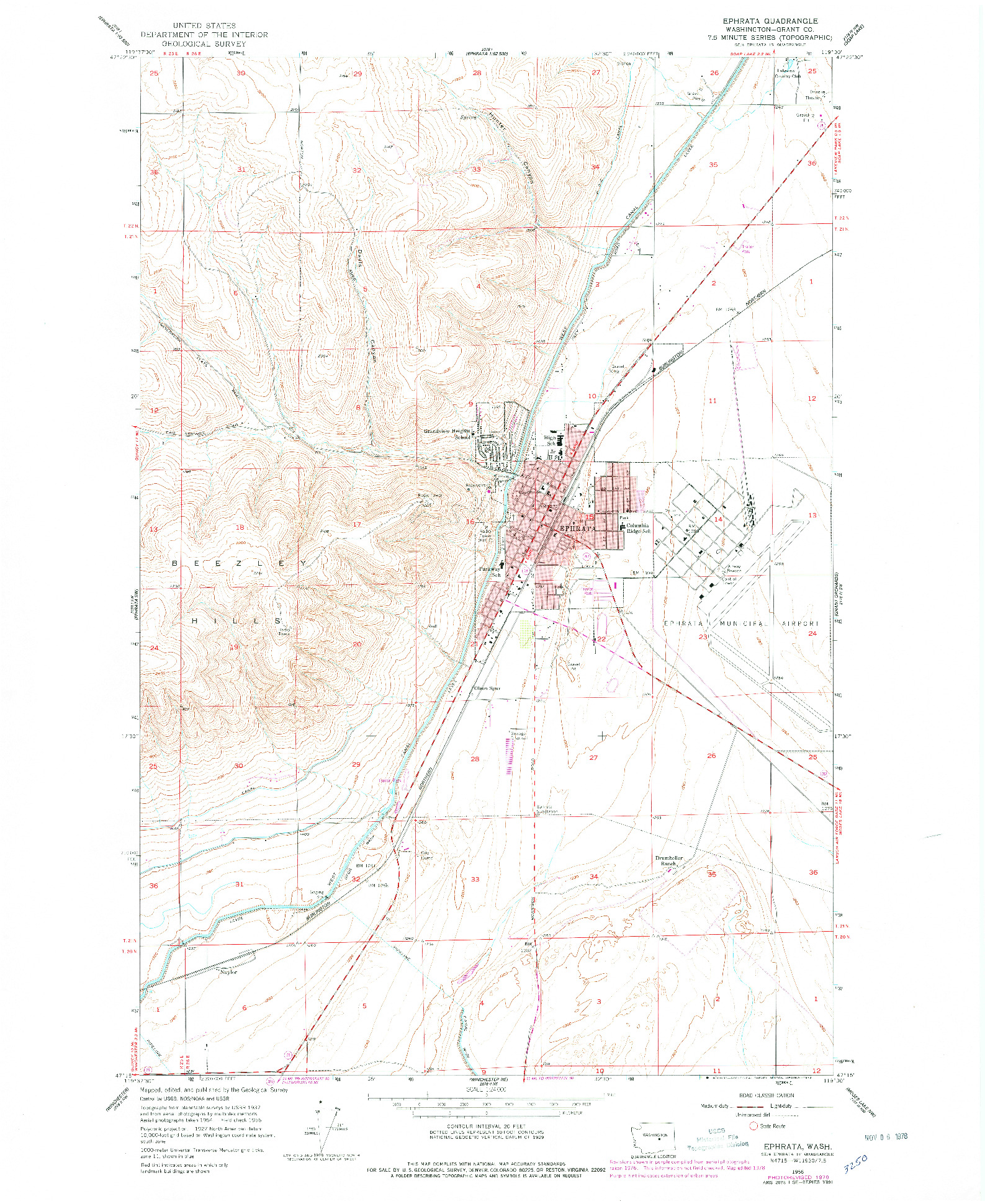 USGS 1:24000-SCALE QUADRANGLE FOR EPHRATA, WA 1956