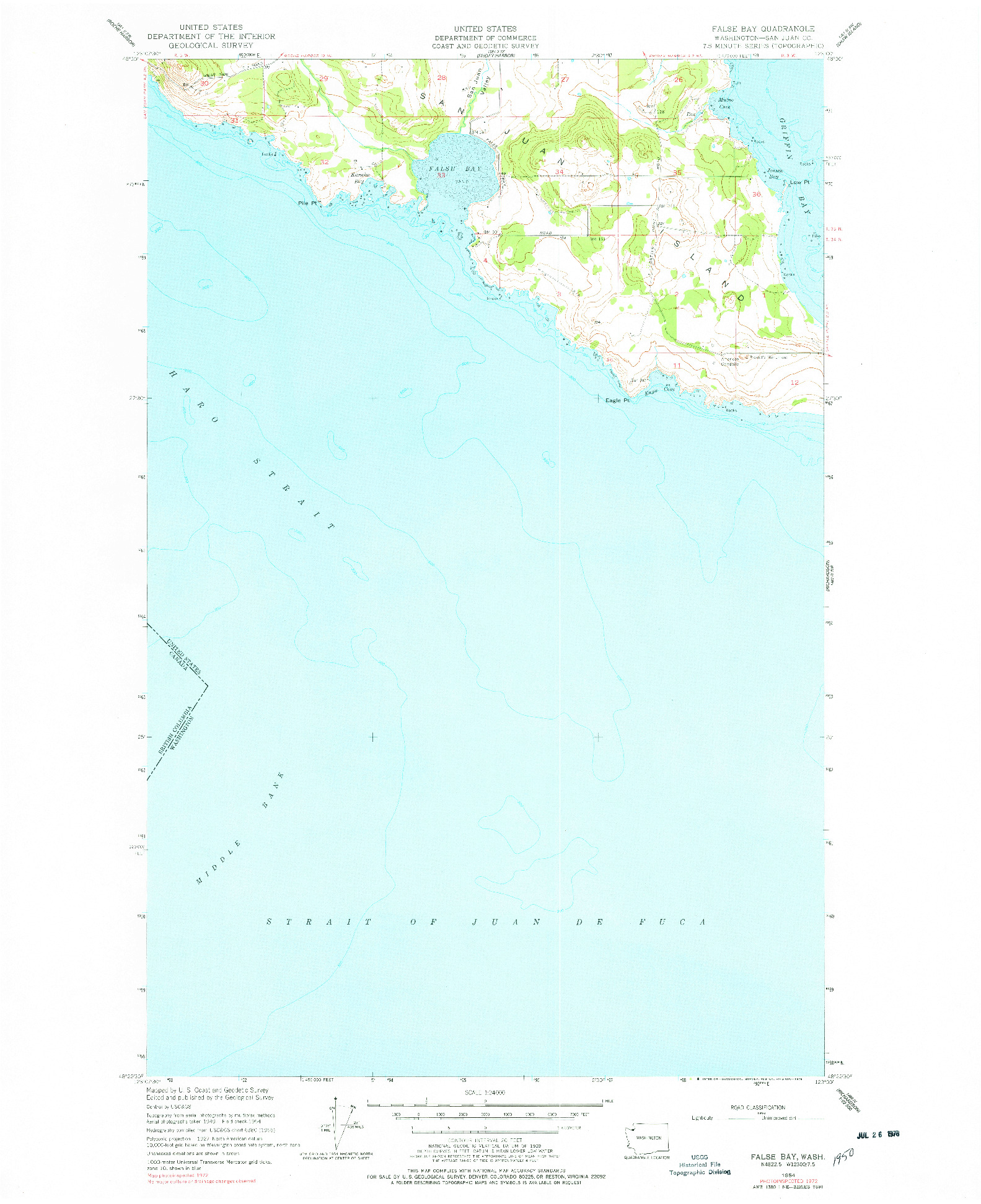 USGS 1:24000-SCALE QUADRANGLE FOR FALSE BAY, WA 1954