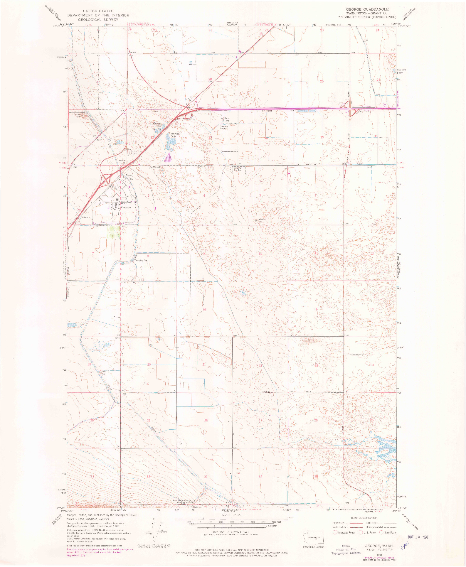 USGS 1:24000-SCALE QUADRANGLE FOR GEORGE, WA 1966