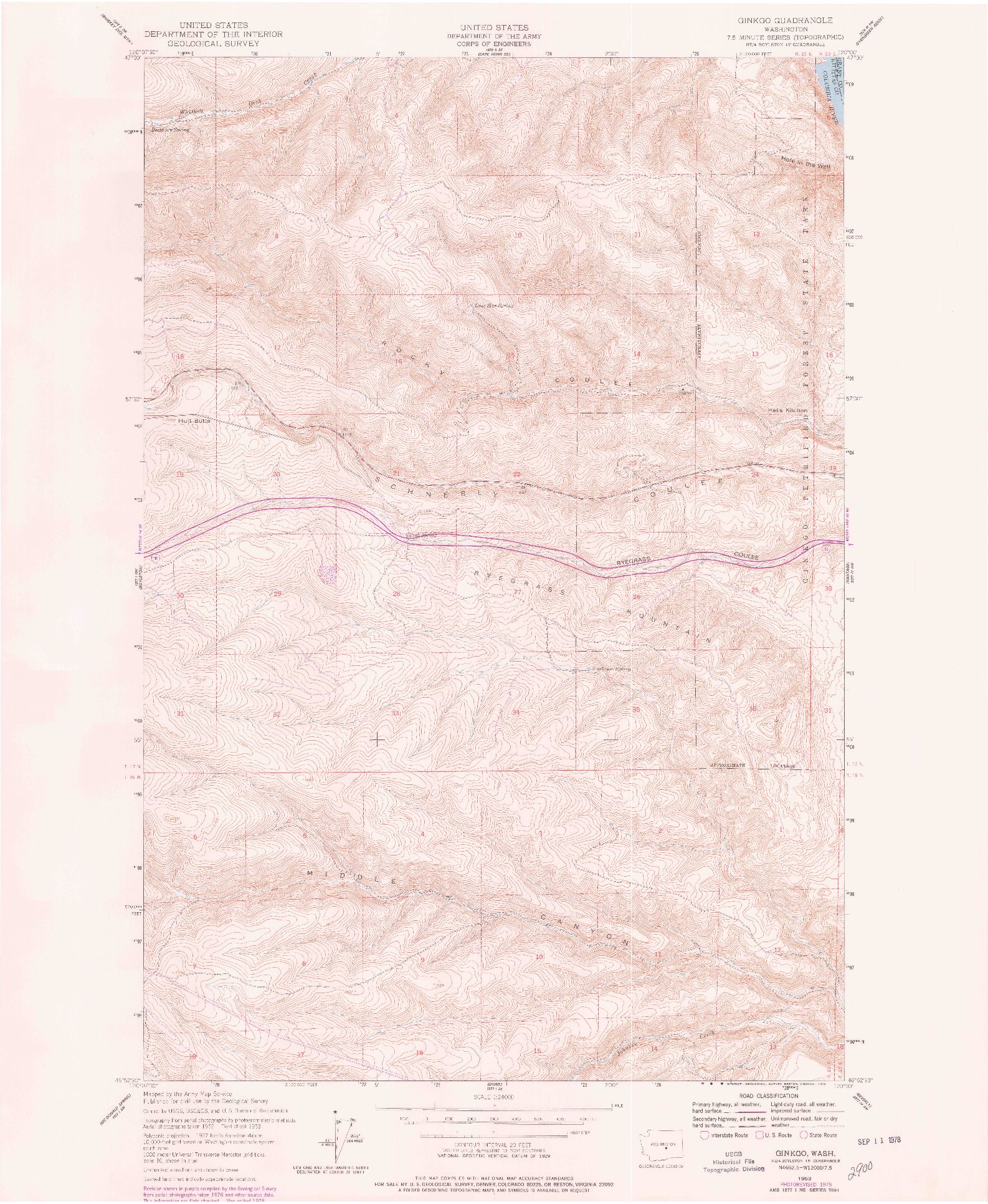 USGS 1:24000-SCALE QUADRANGLE FOR GINKGO, WA 1953