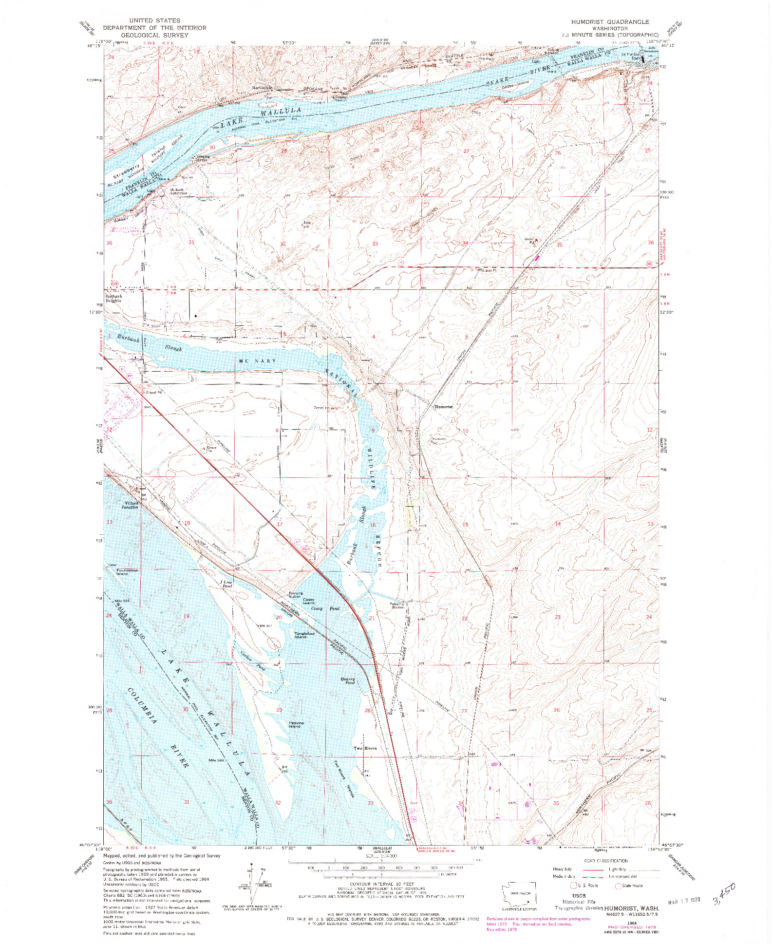 USGS 1:24000-SCALE QUADRANGLE FOR HUMORIST, WA 1964