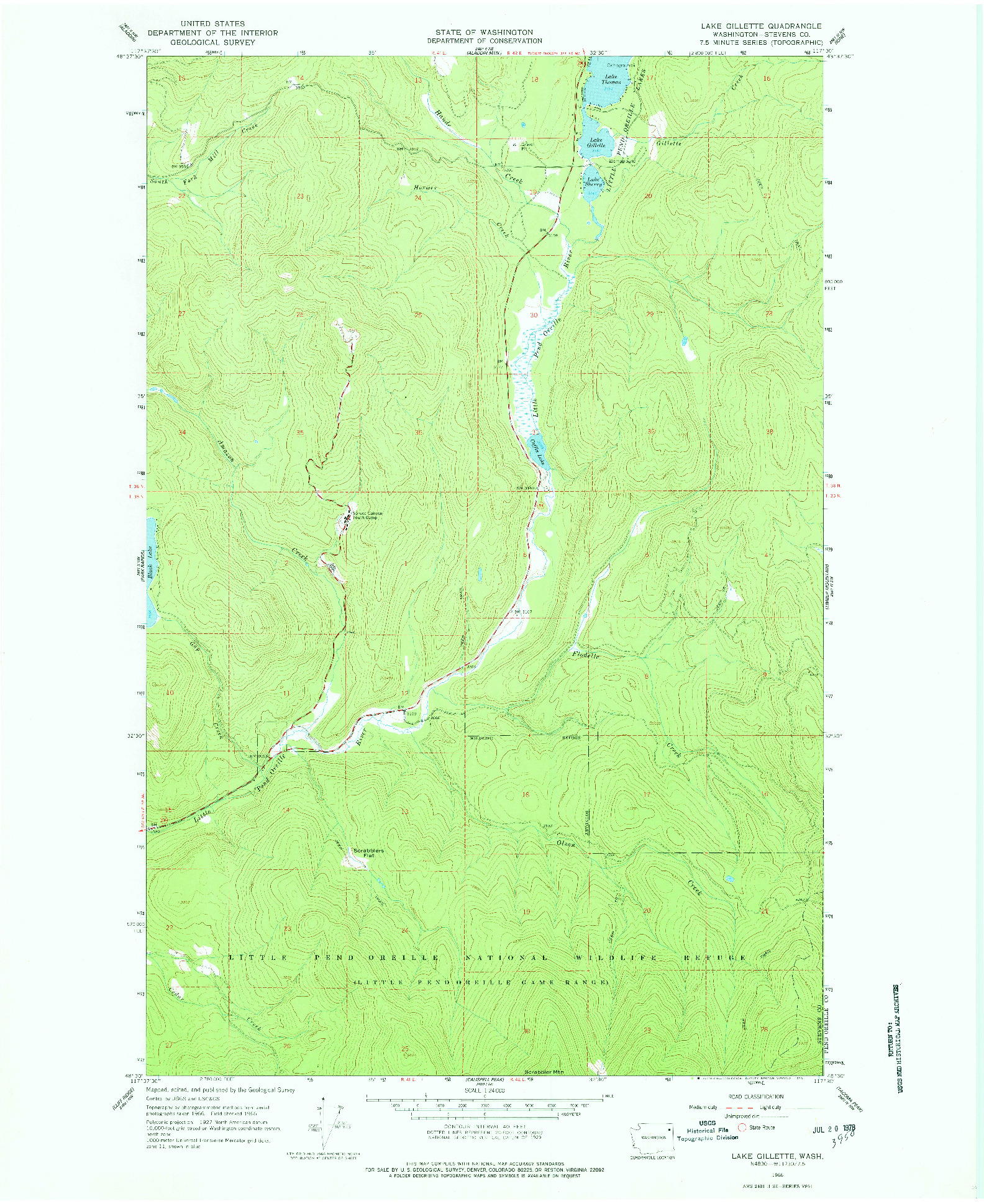 USGS 1:24000-SCALE QUADRANGLE FOR LAKE GILLETTE, WA 1966