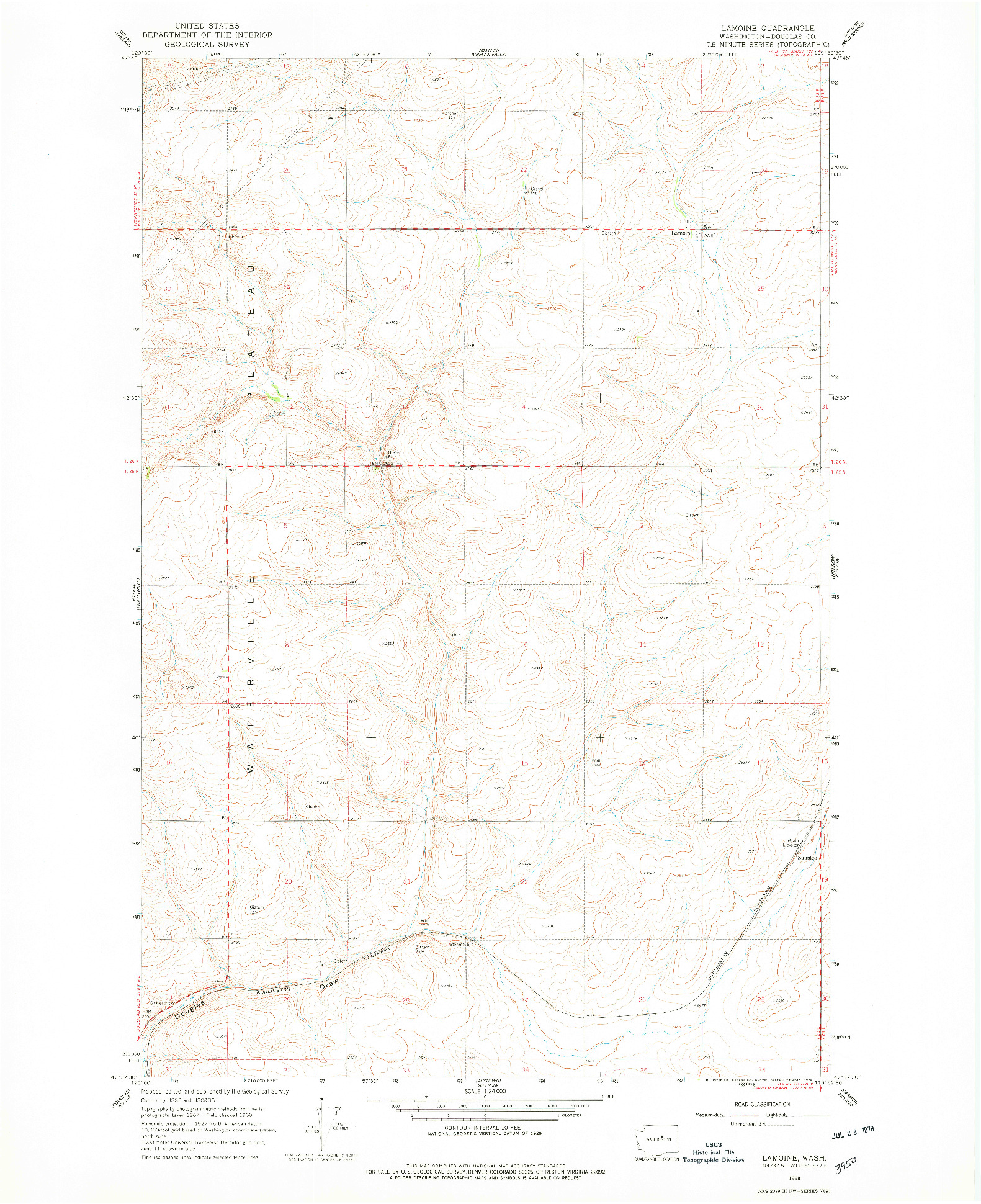 USGS 1:24000-SCALE QUADRANGLE FOR LAMOINE, WA 1968