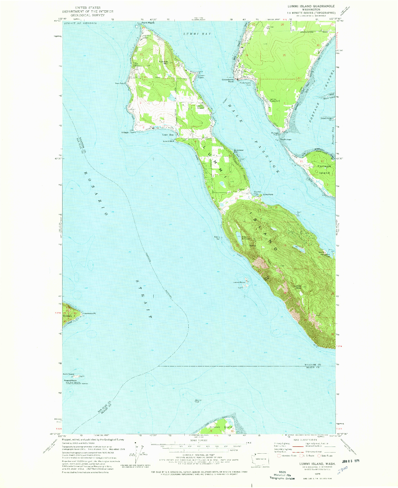 USGS 1:24000-SCALE QUADRANGLE FOR LUMMI ISLAND, WA 1978