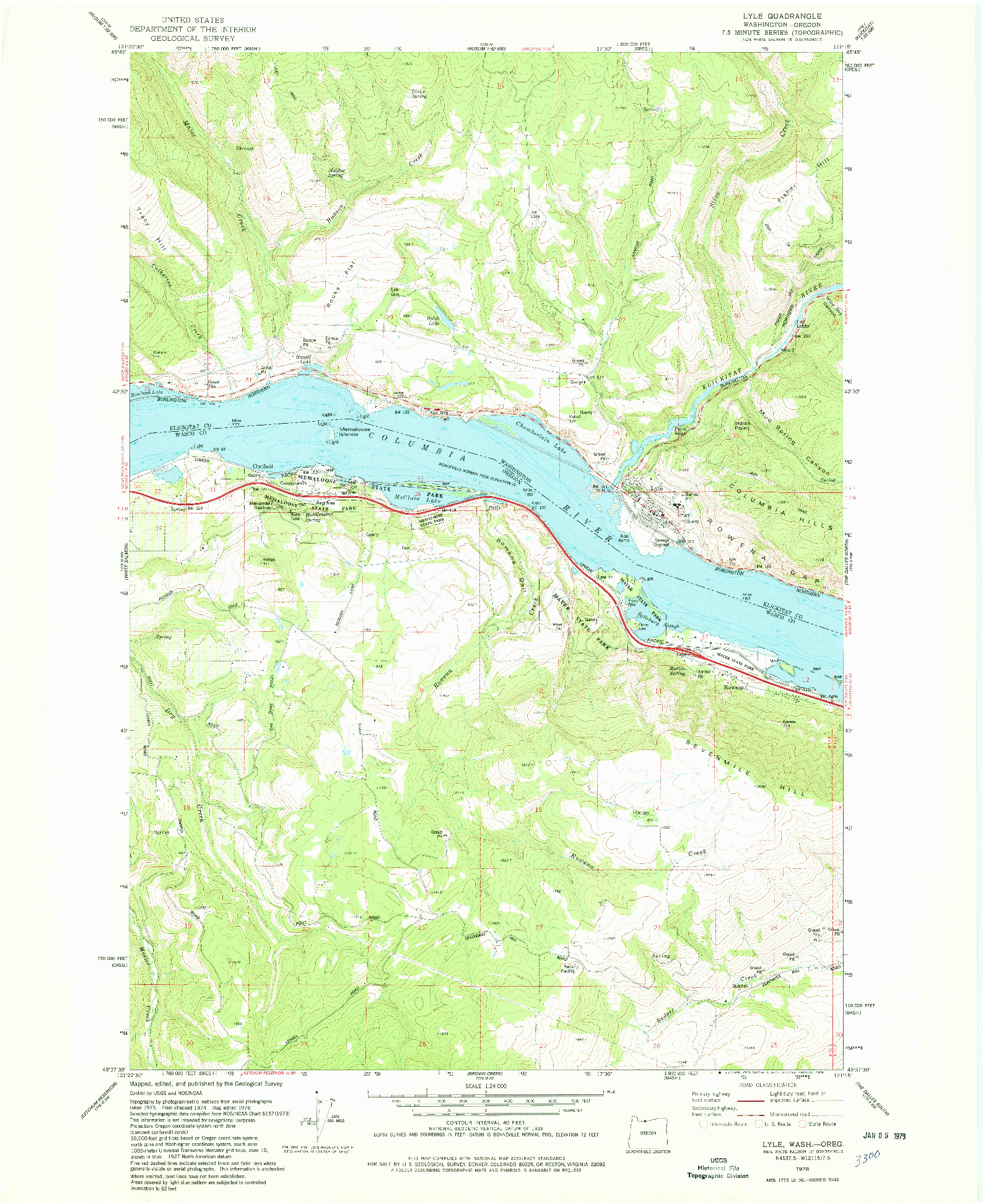 USGS 1:24000-SCALE QUADRANGLE FOR LYLE, WA 1978