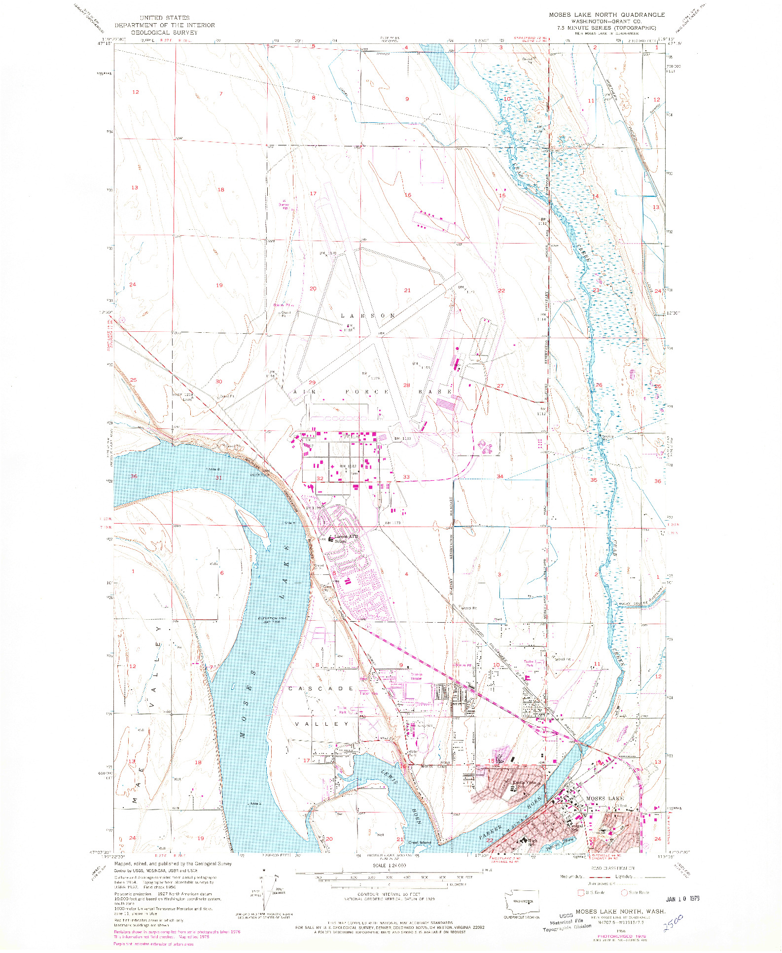 USGS 1:24000-SCALE QUADRANGLE FOR MOSES LAKE NORTH, WA 1956