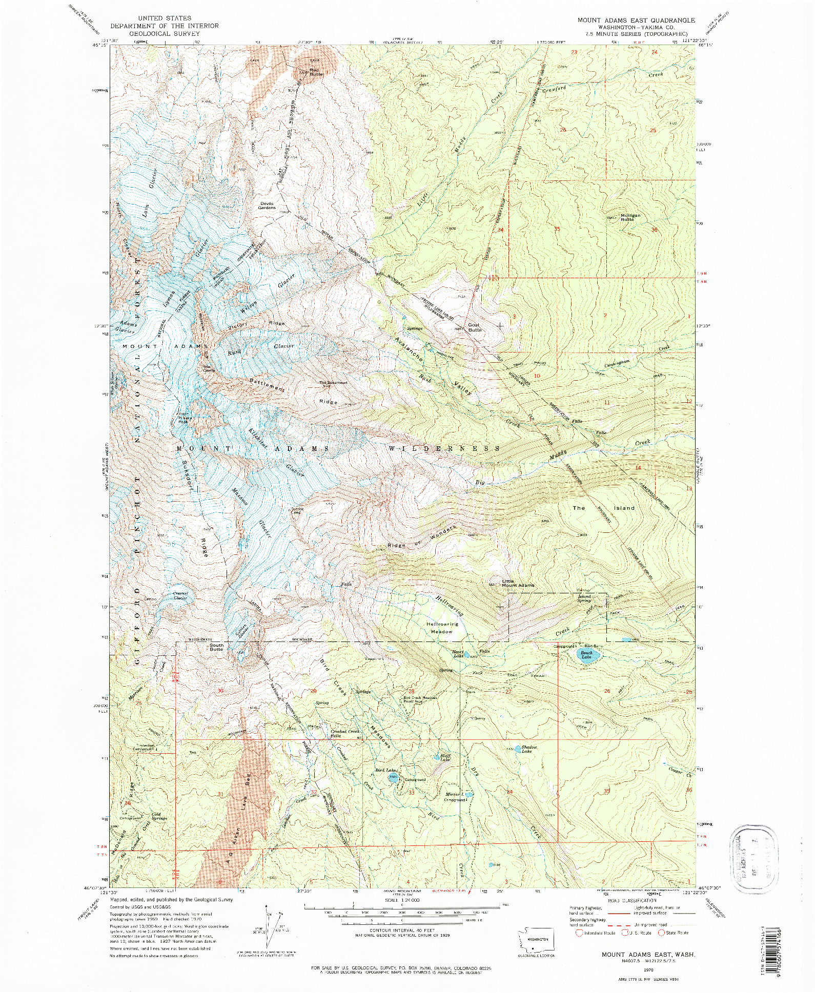 USGS 1:24000-SCALE QUADRANGLE FOR MOUNT ADAMS EAST, WA 1970