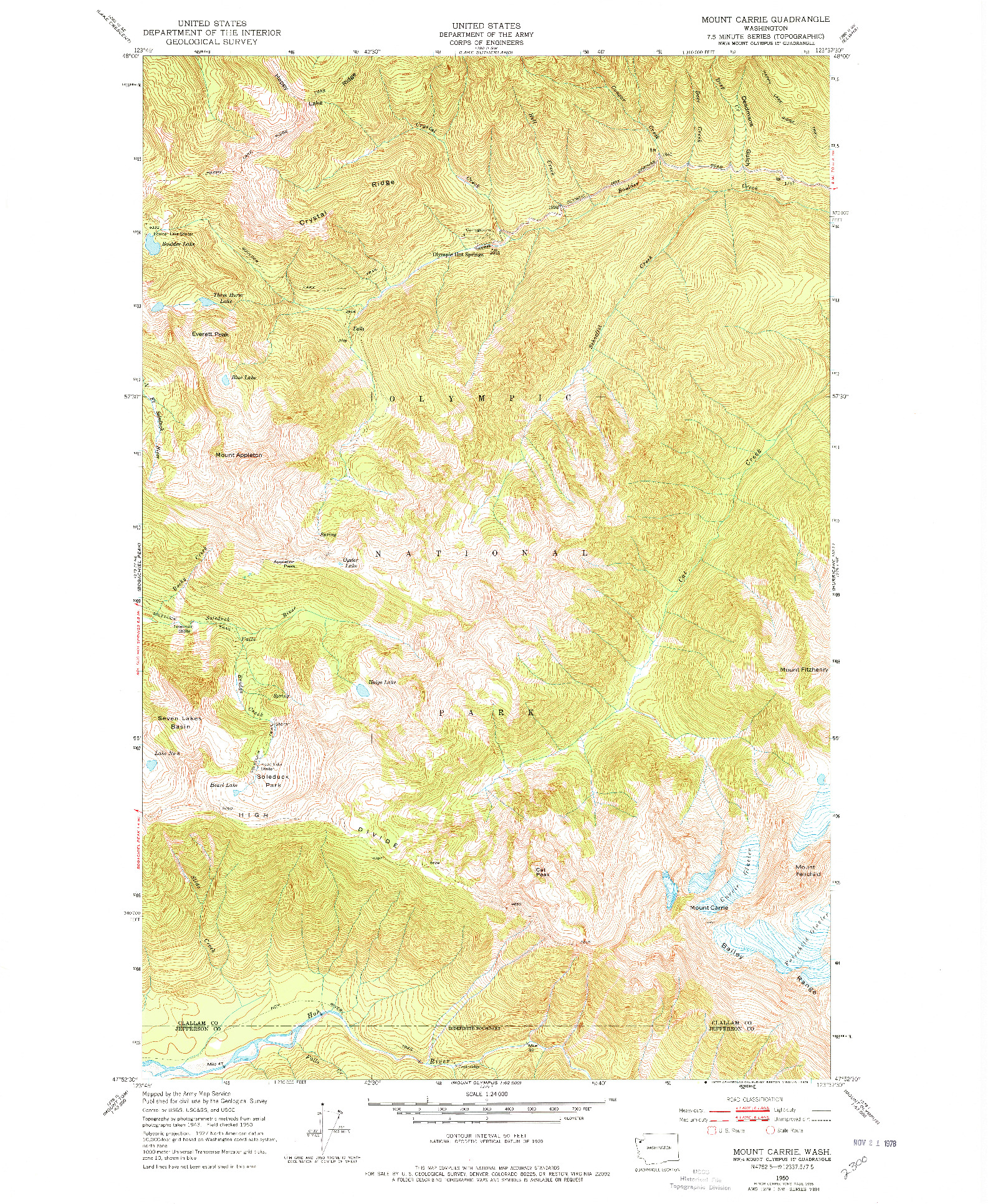 USGS 1:24000-SCALE QUADRANGLE FOR MOUNT CARRIE, WA 1950