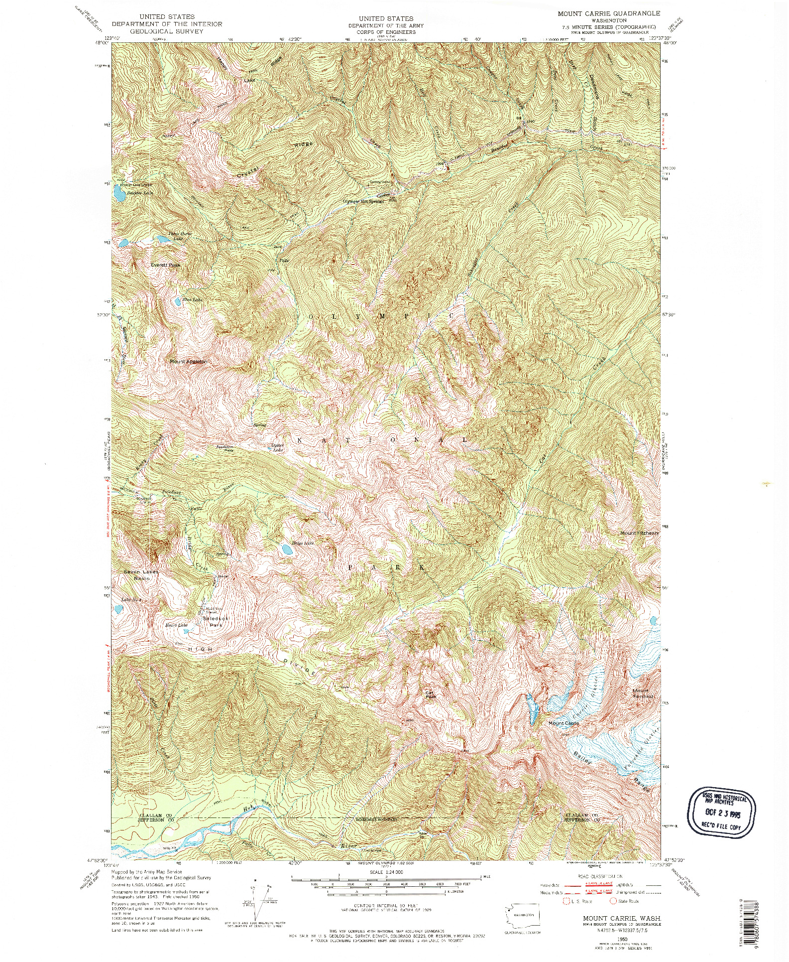 USGS 1:24000-SCALE QUADRANGLE FOR MOUNT CARRIE, WA 1950