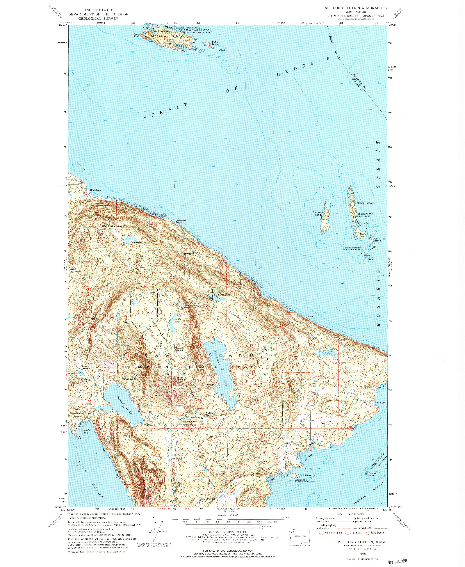 USGS 1:24000-SCALE QUADRANGLE FOR MT CONSTITUTION, WA 1978