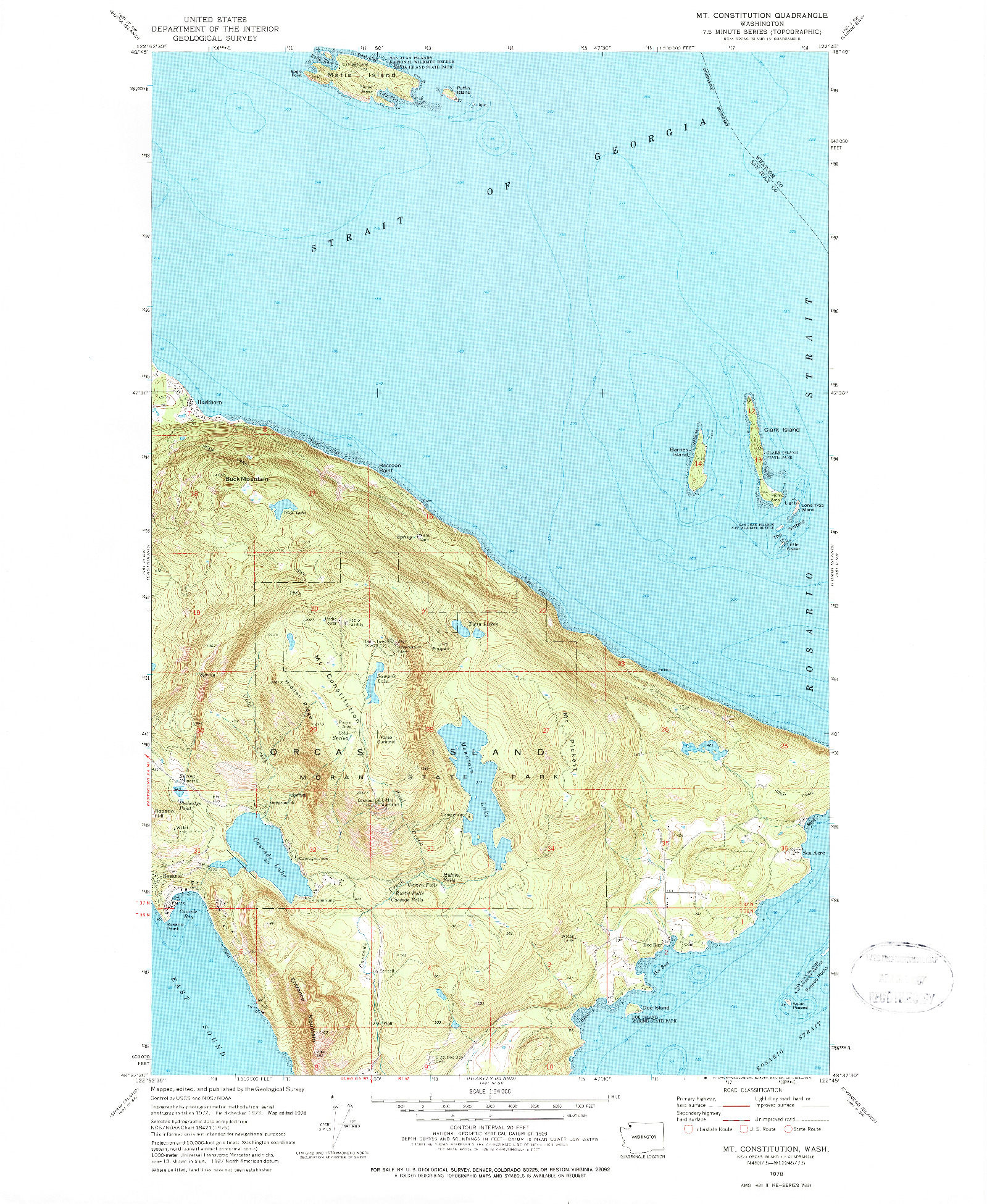 USGS 1:24000-SCALE QUADRANGLE FOR MT CONSTITUTION, WA 1978