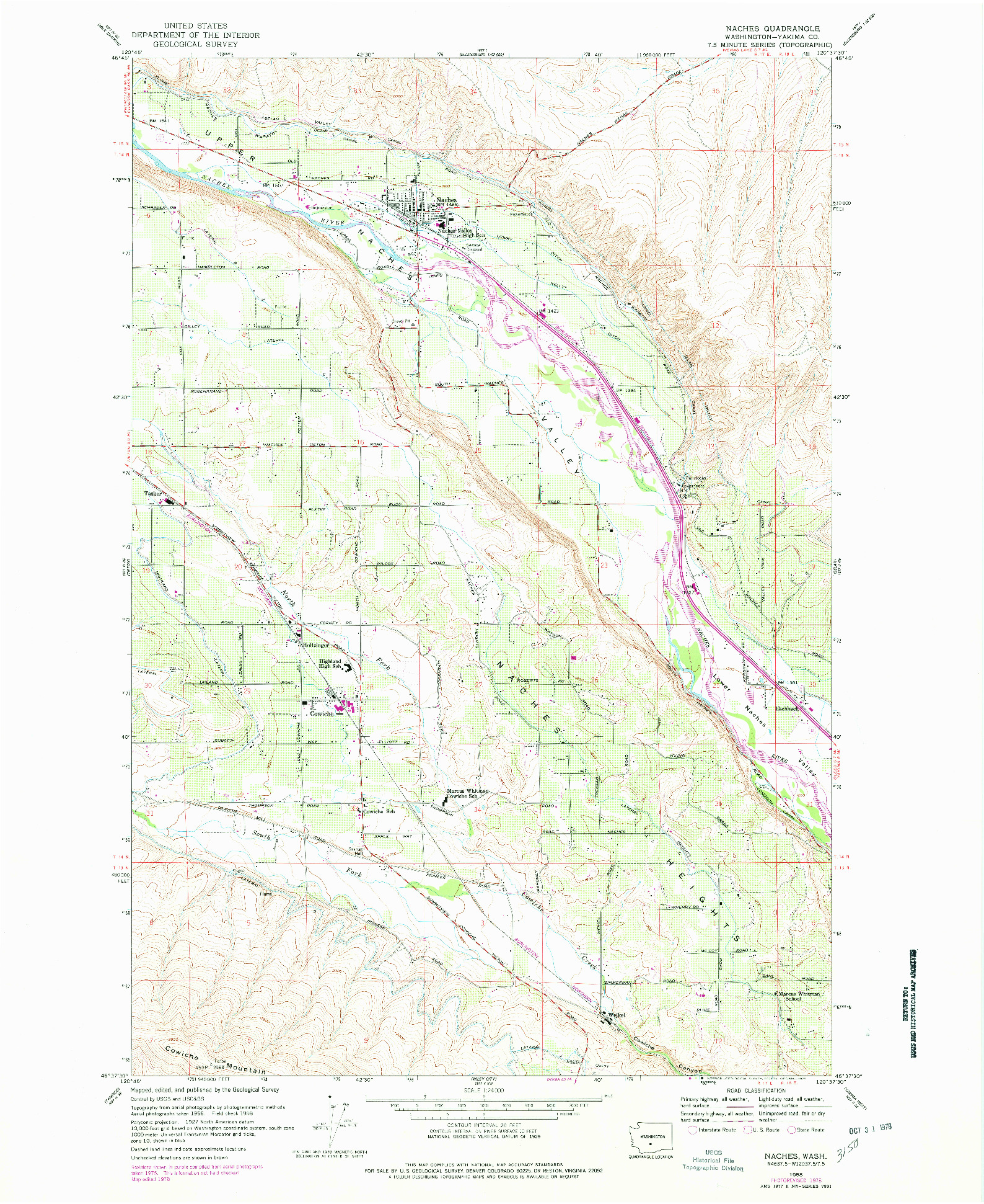 USGS 1:24000-SCALE QUADRANGLE FOR NACHES, WA 1958