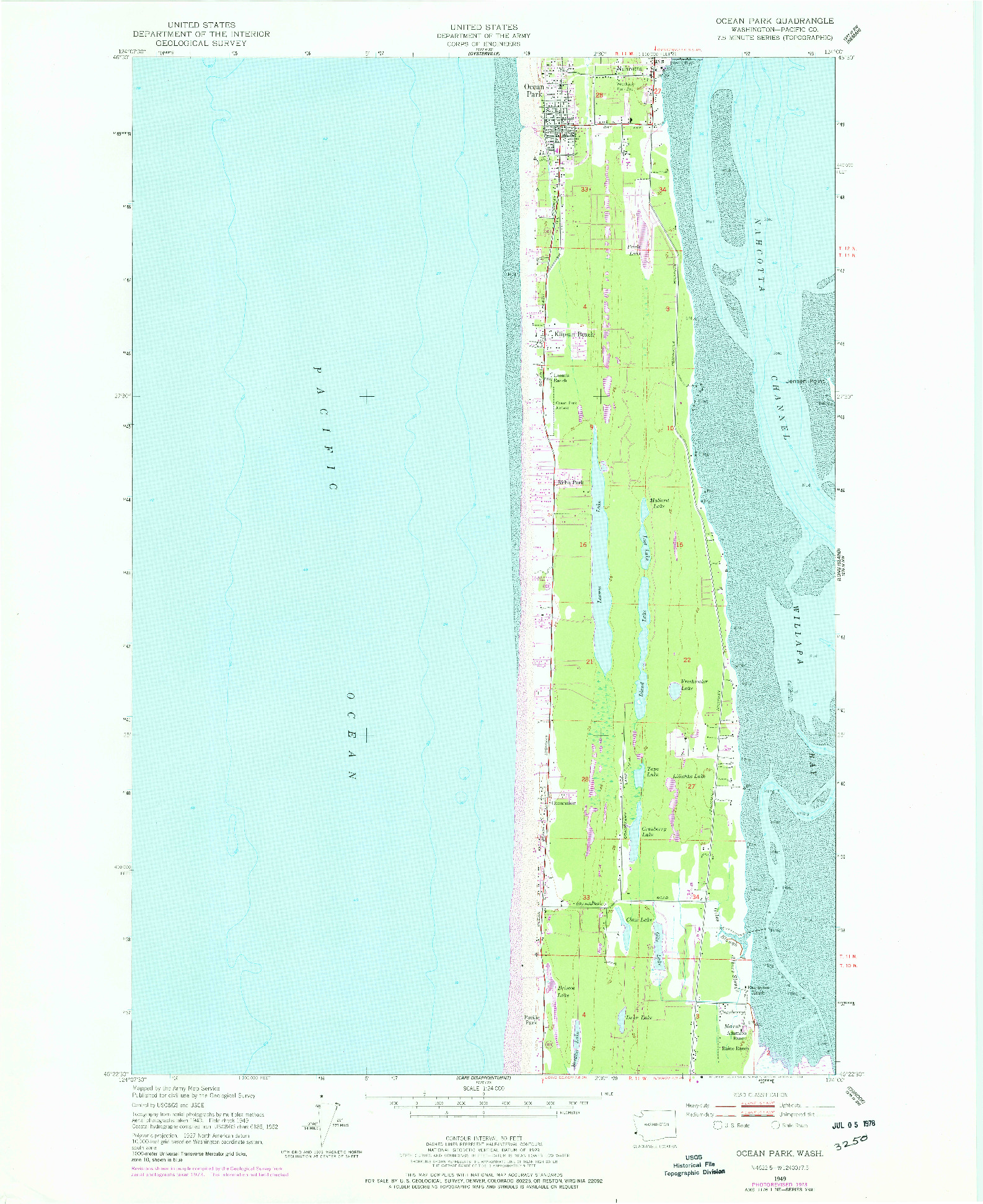 USGS 1:24000-SCALE QUADRANGLE FOR OCEAN PARK, WA 1949