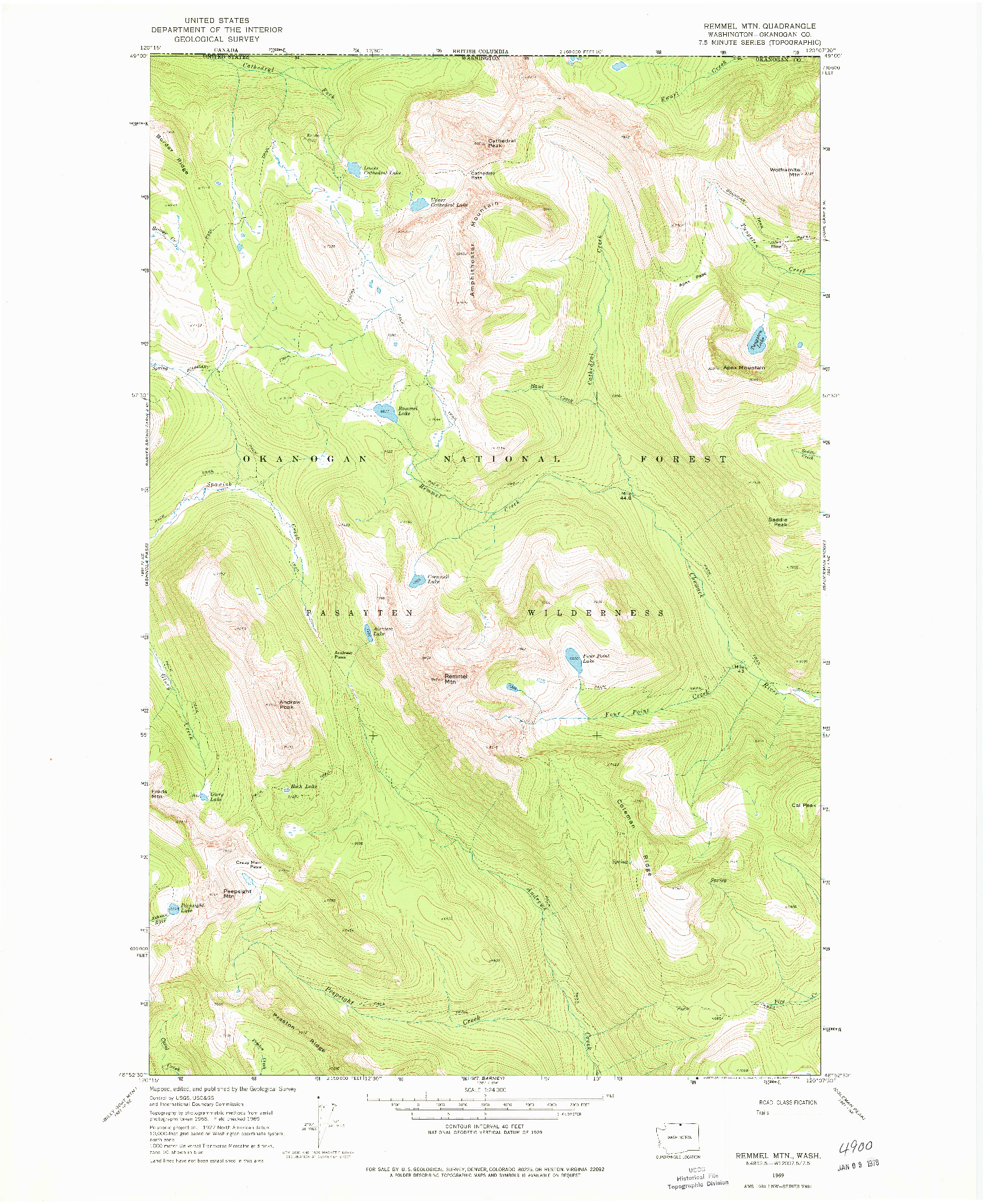 USGS 1:24000-SCALE QUADRANGLE FOR REMMEL MTN., WA 1969