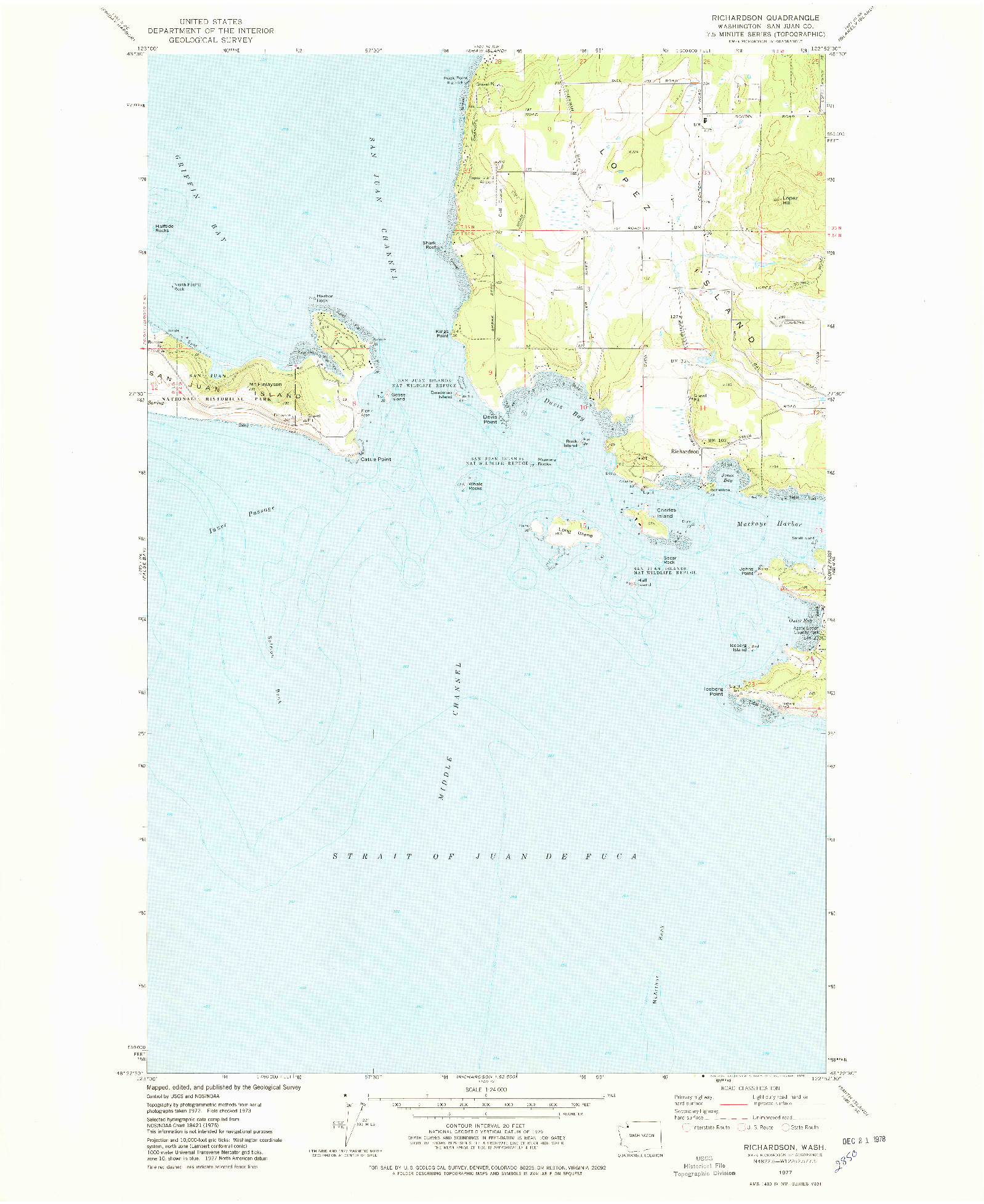 USGS 1:24000-SCALE QUADRANGLE FOR RICHARDSON, WA 1977