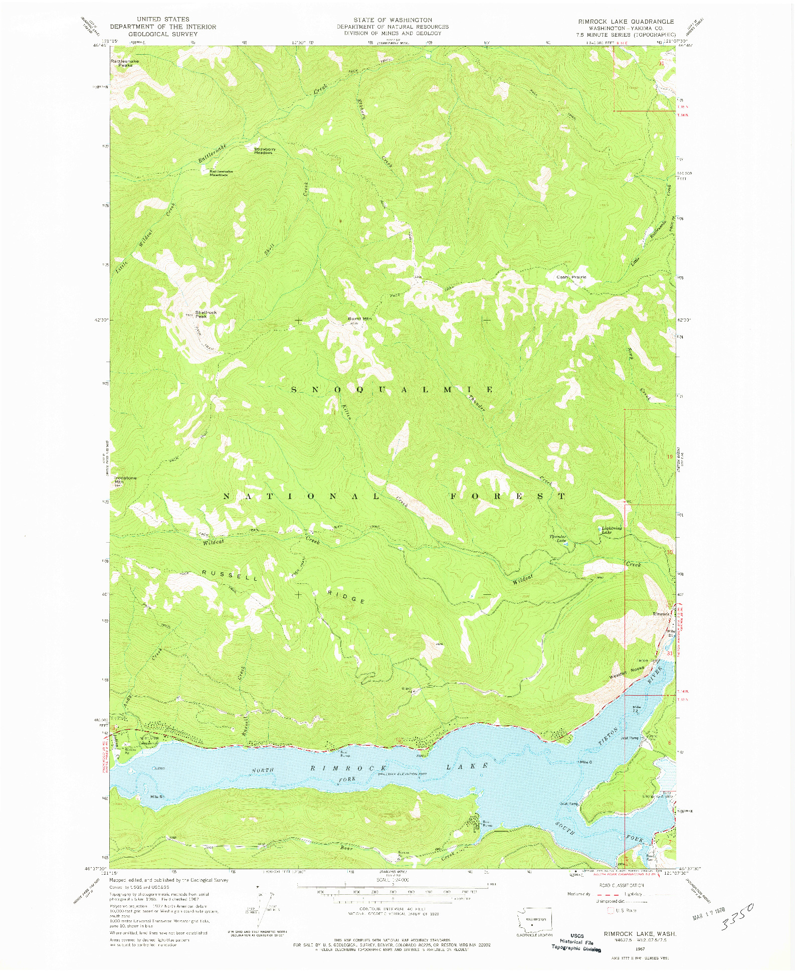 USGS 1:24000-SCALE QUADRANGLE FOR RIMROCK LAKE, WA 1967