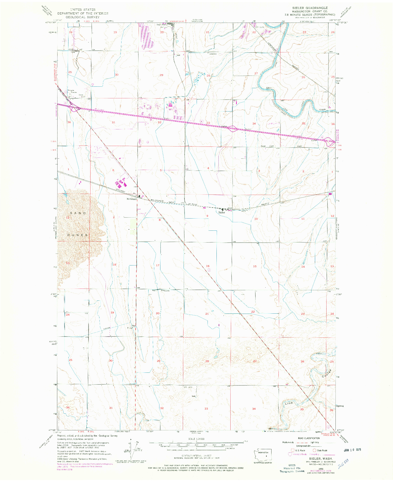 USGS 1:24000-SCALE QUADRANGLE FOR SIELER, WA 1956