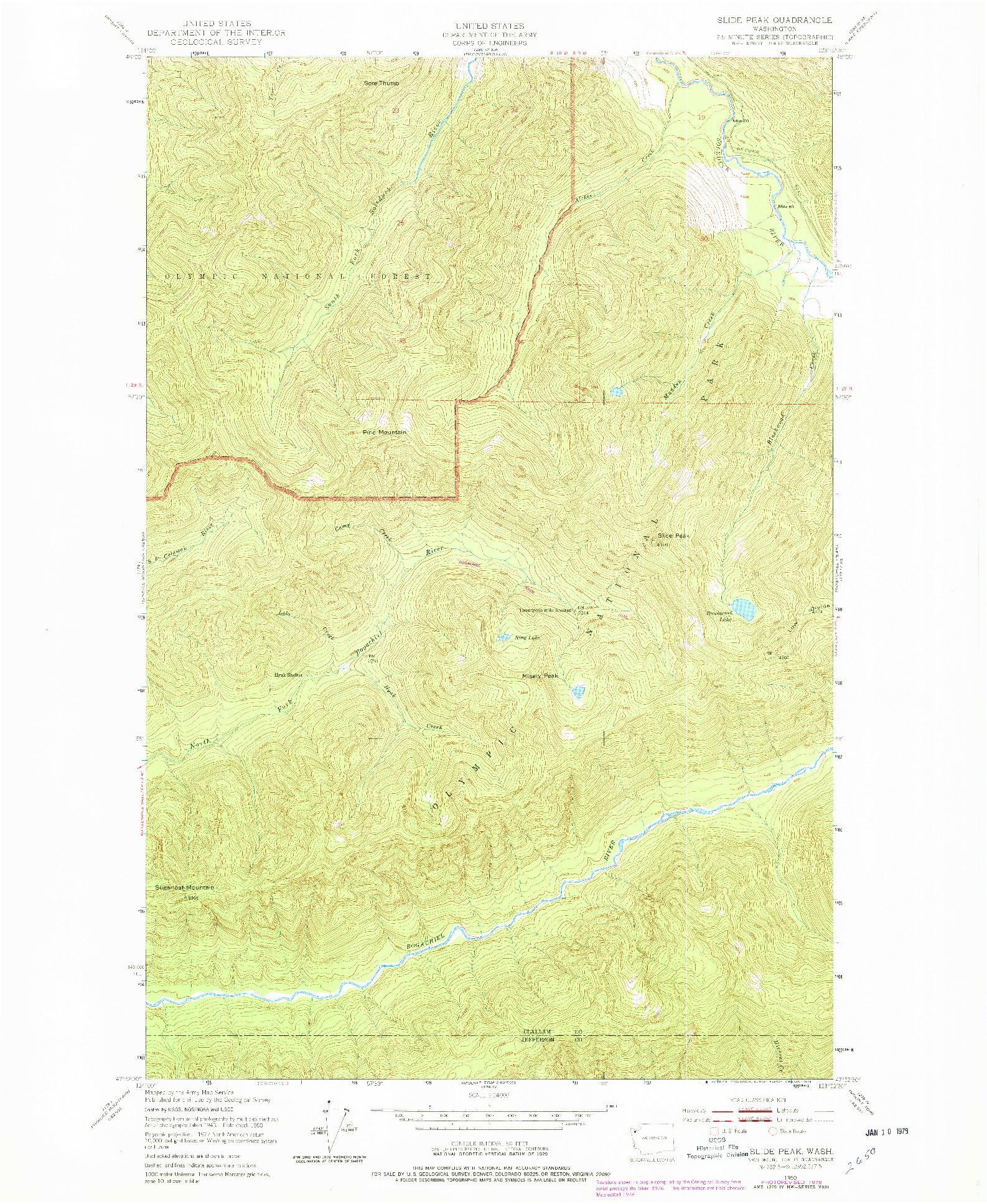 USGS 1:24000-SCALE QUADRANGLE FOR SLIDE PEAK, WA 1950