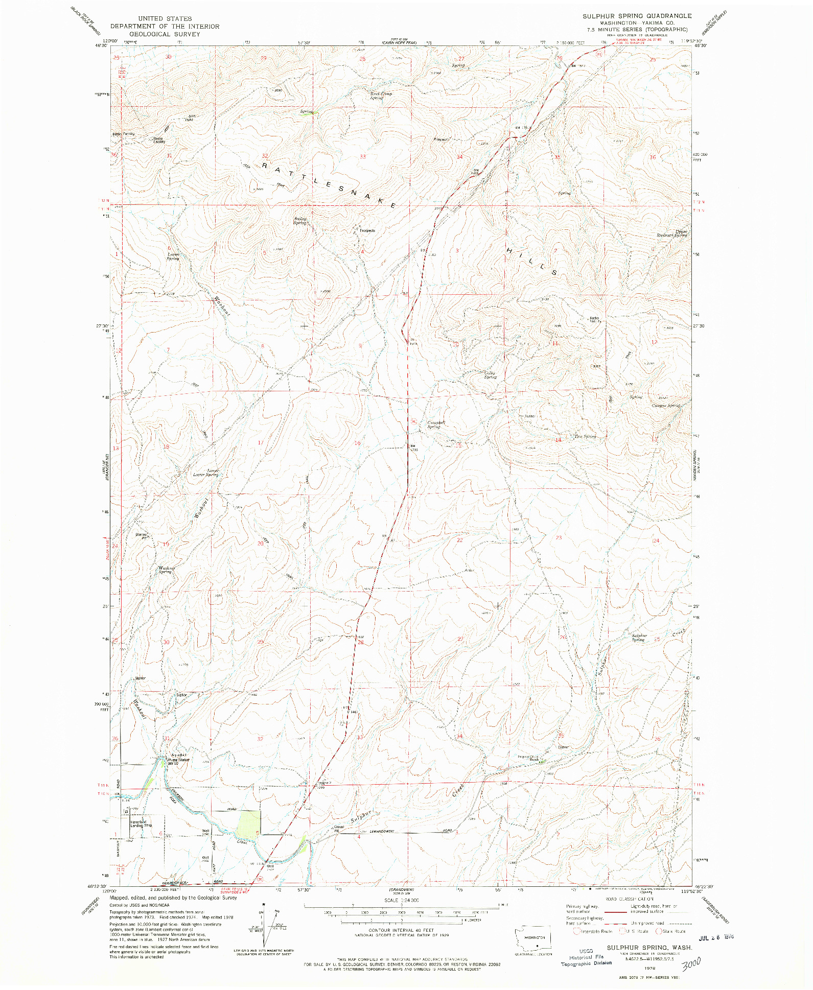 USGS 1:24000-SCALE QUADRANGLE FOR SULPHUR SPRING, WA 1978