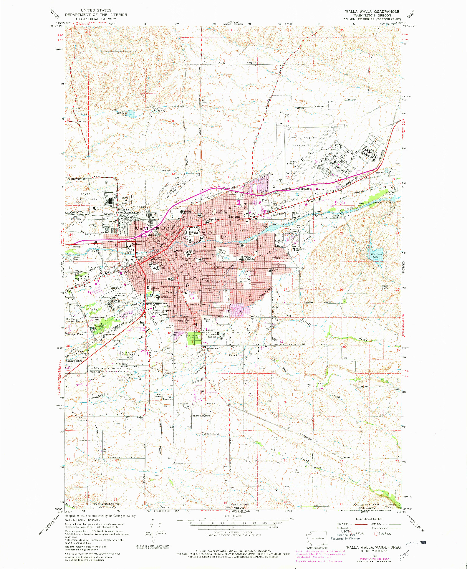 USGS 1:24000-SCALE QUADRANGLE FOR WALLA WALLA, WA 1966