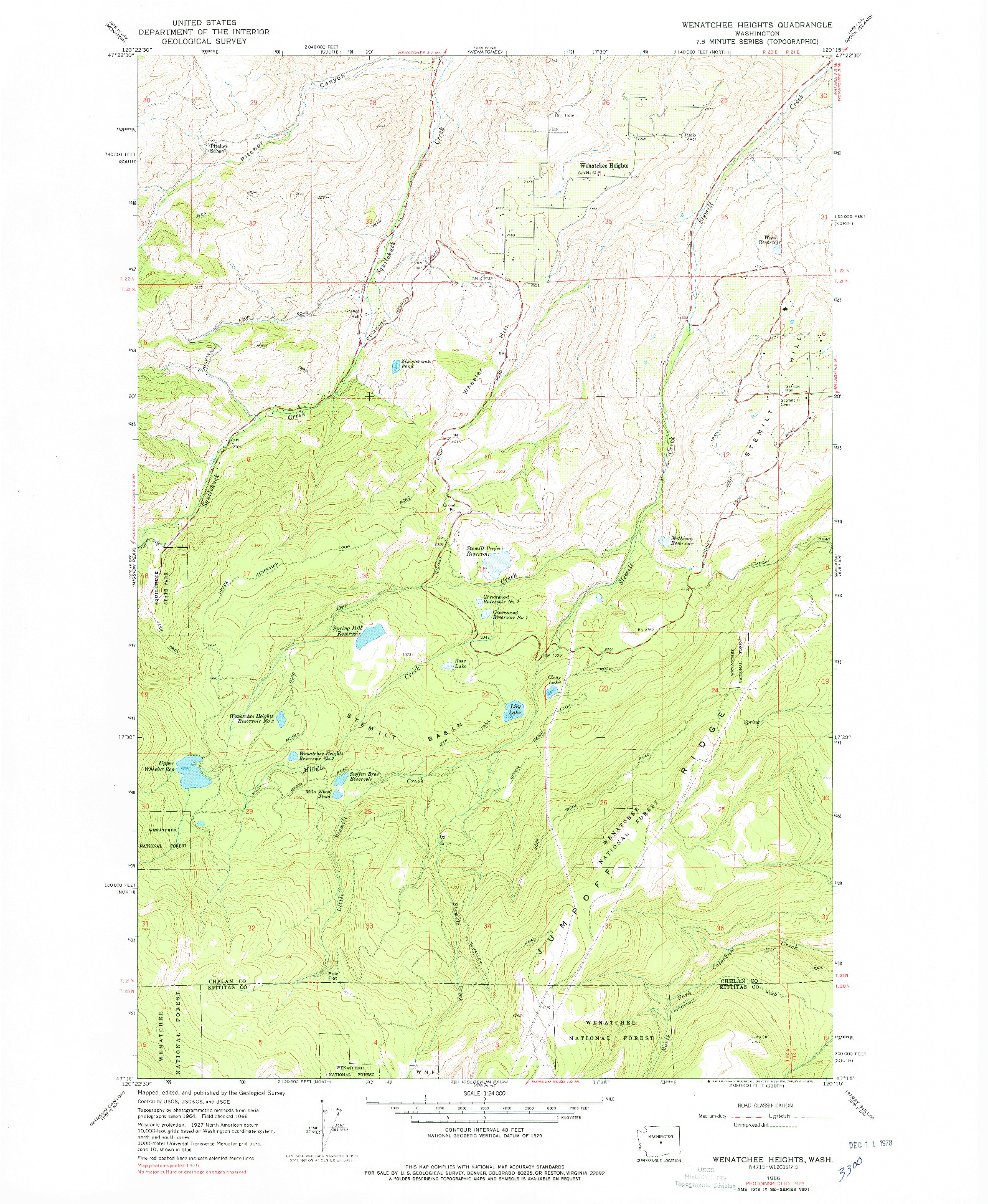 USGS 1:24000-SCALE QUADRANGLE FOR WENATCHEE HEIGHTS, WA 1966