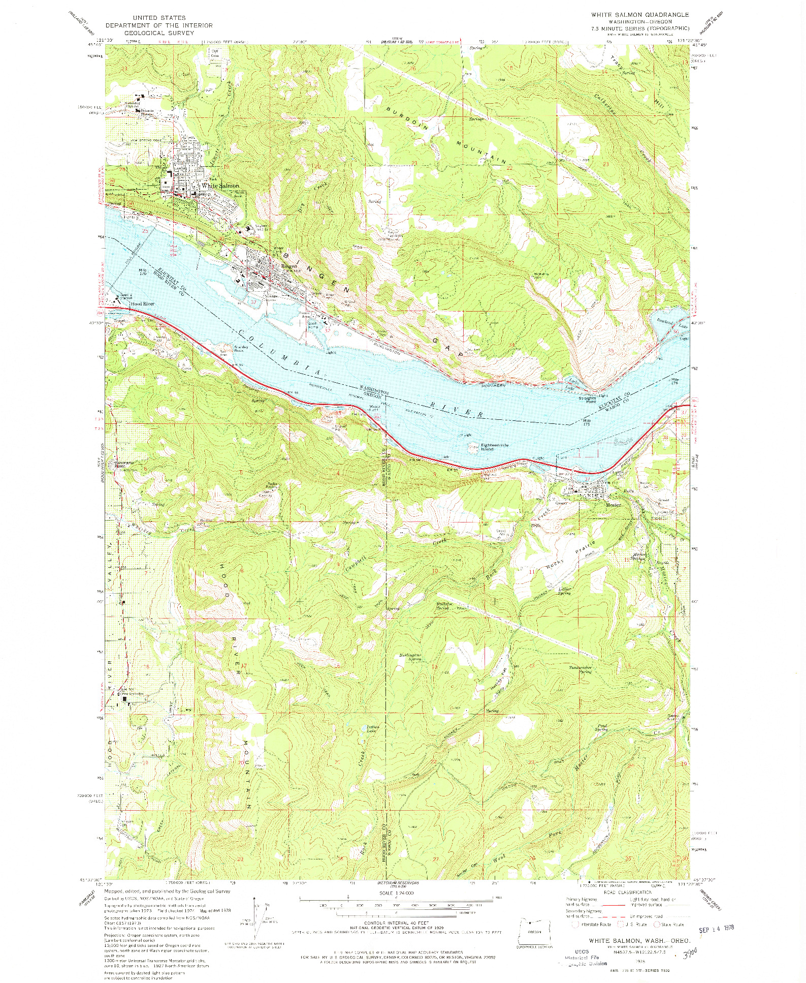 USGS 1:24000-SCALE QUADRANGLE FOR WHITE SALMON, WA 1978