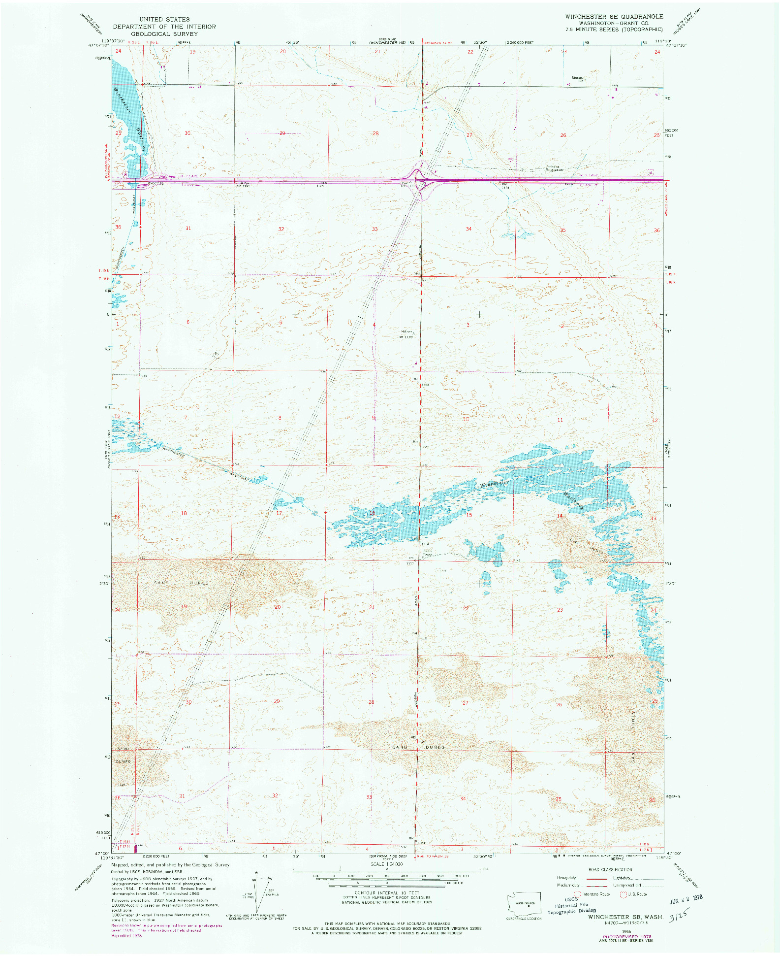 USGS 1:24000-SCALE QUADRANGLE FOR WINCHESTER SE, WA 1966