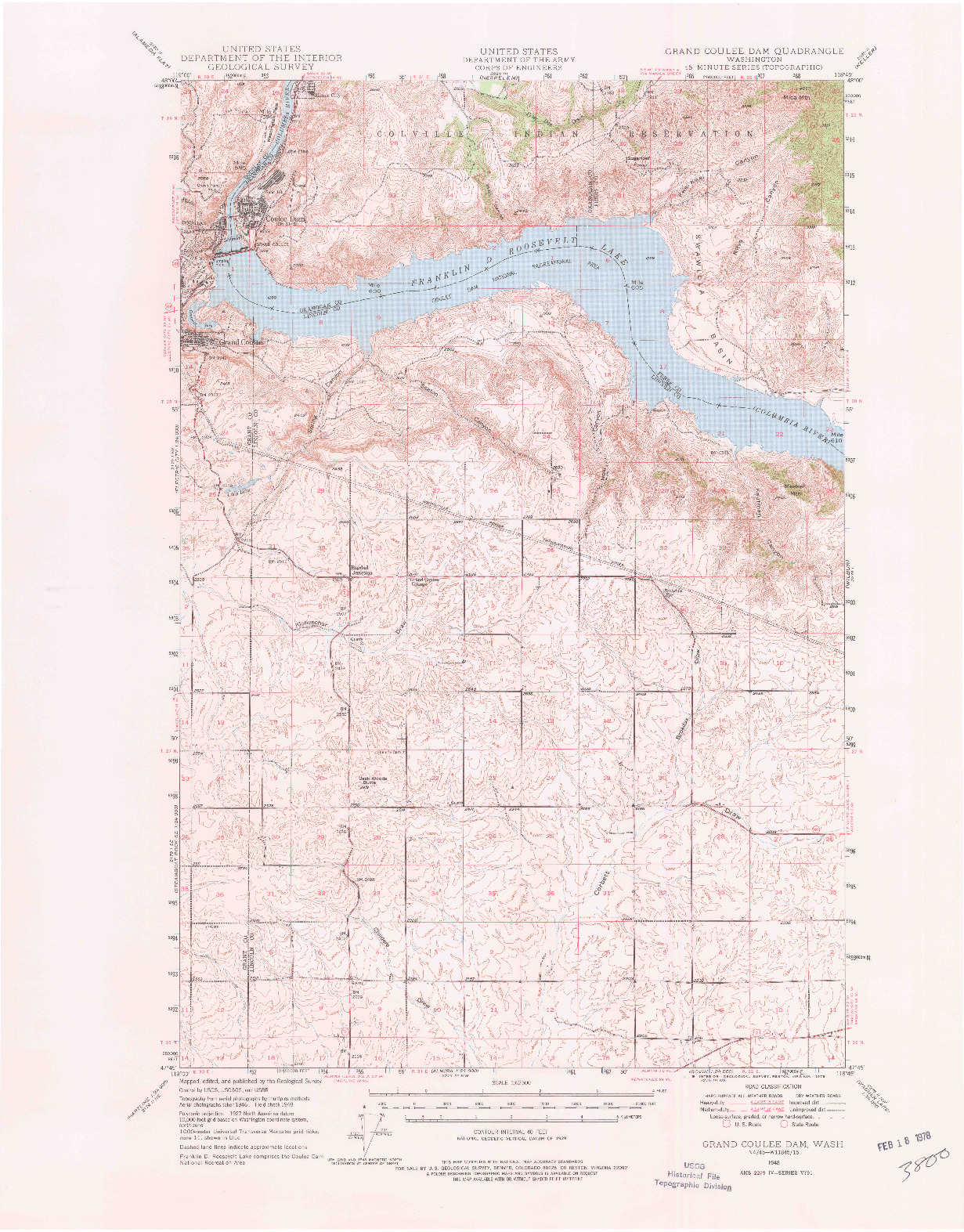 USGS 1:62500-SCALE QUADRANGLE FOR GRAND COULEE DAM, WA 1948