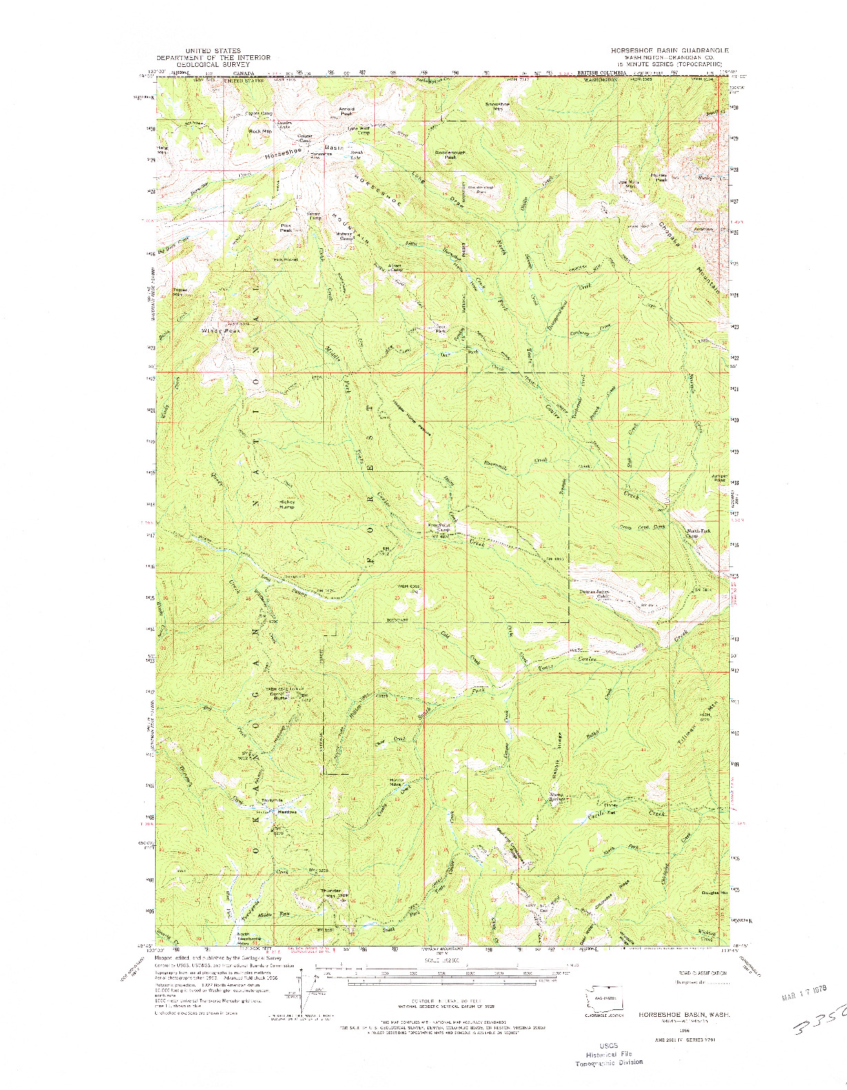 USGS 1:62500-SCALE QUADRANGLE FOR HORSESHOE BASIN, WA 1956