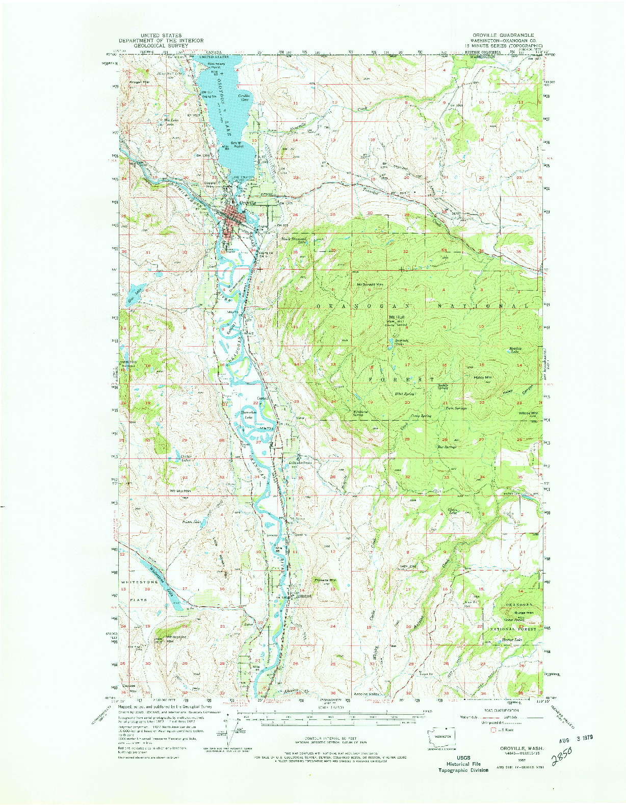USGS 1:62500-SCALE QUADRANGLE FOR OROVILLE, WA 1957