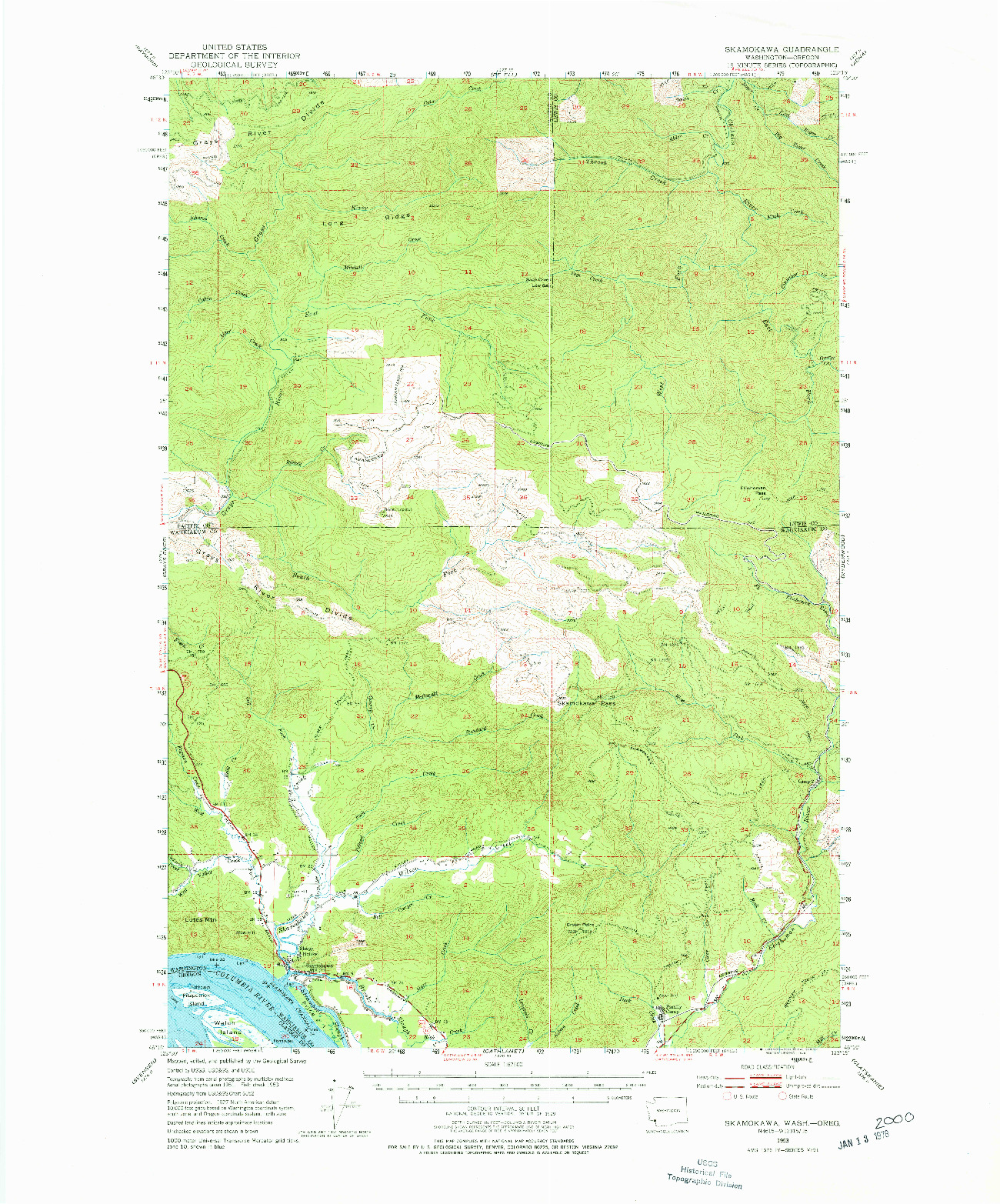 USGS 1:62500-SCALE QUADRANGLE FOR SKAMOKAWA, WA 1953