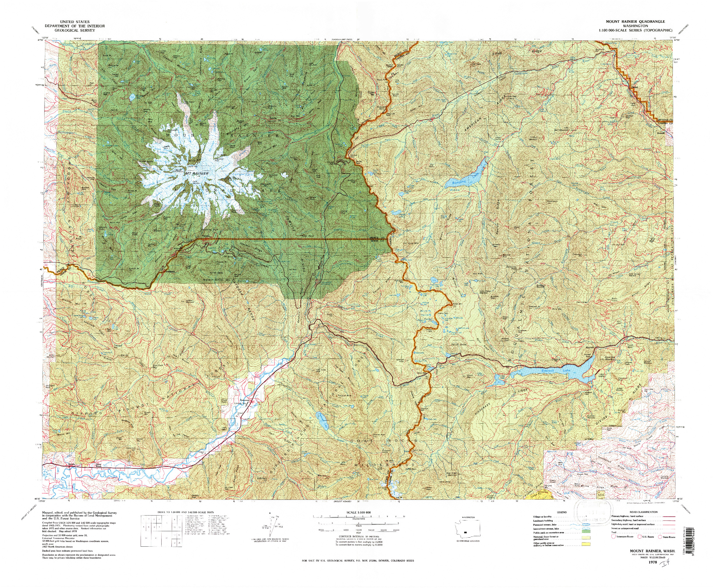 USGS 1:100000-SCALE QUADRANGLE FOR MOUNT RAINIER, WA 1978