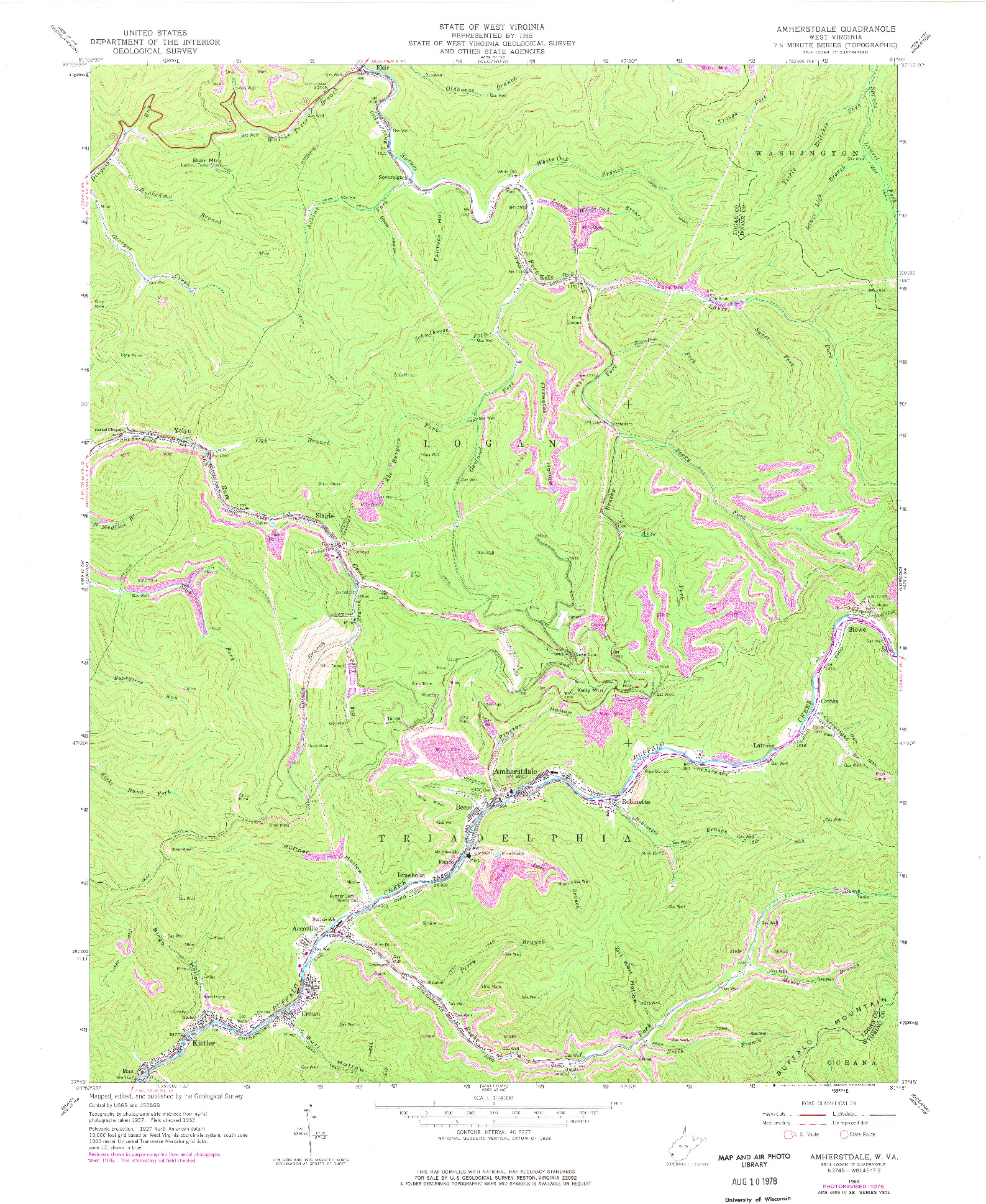 USGS 1:24000-SCALE QUADRANGLE FOR AMHERSTDALE, WV 1963