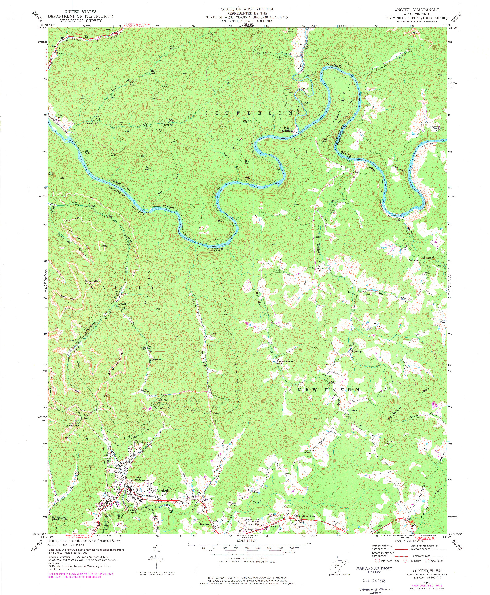 USGS 1:24000-SCALE QUADRANGLE FOR ANSTED, WV 1969