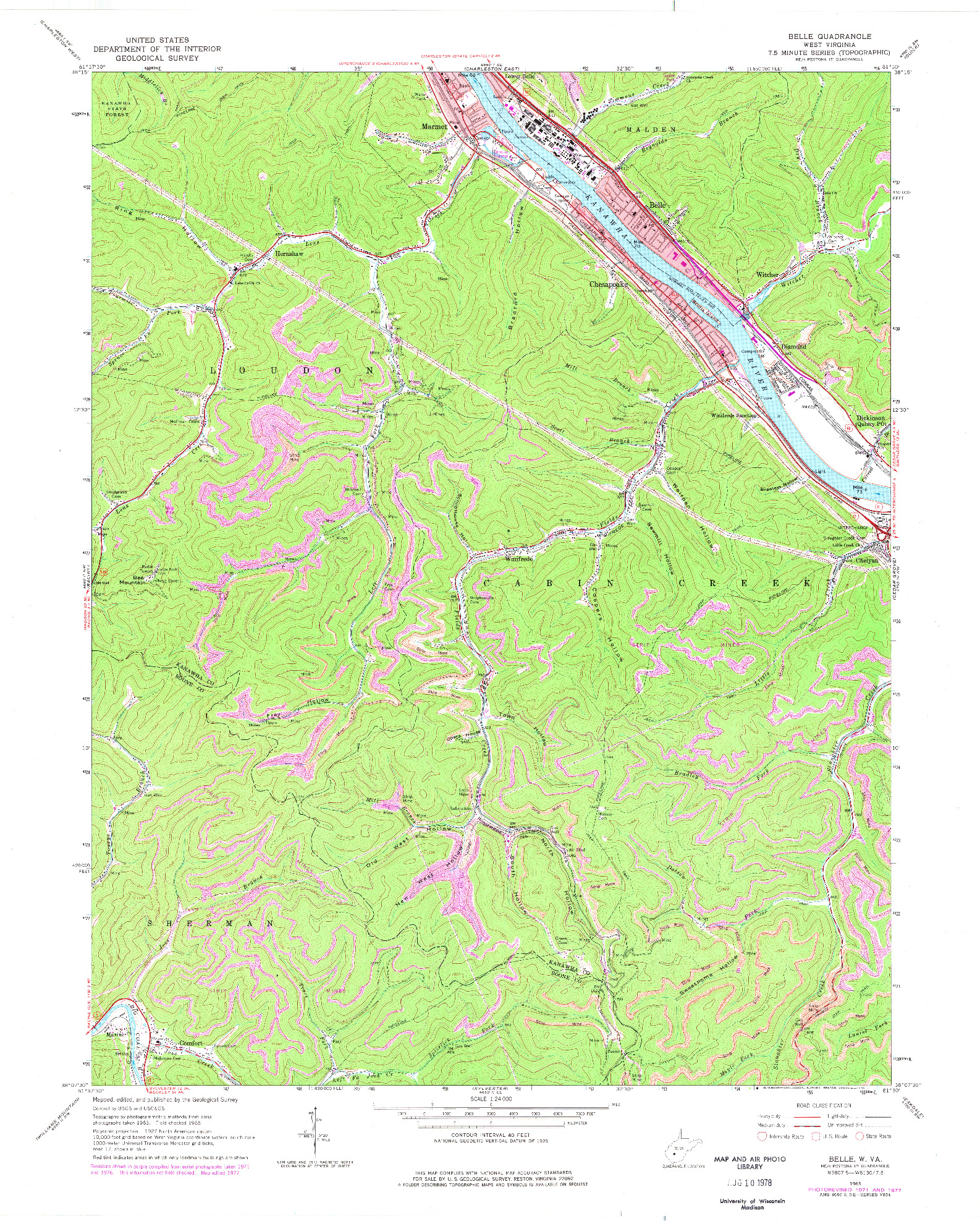 USGS 1:24000-SCALE QUADRANGLE FOR BELLE, WV 1965