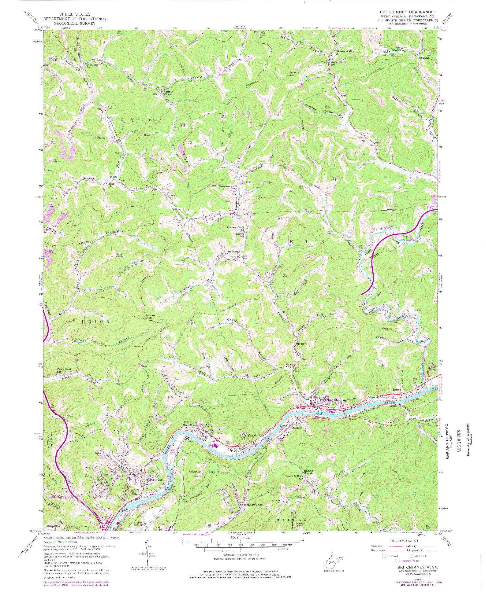 USGS 1:24000-SCALE QUADRANGLE FOR BIG CHIMNEY, WV 1958