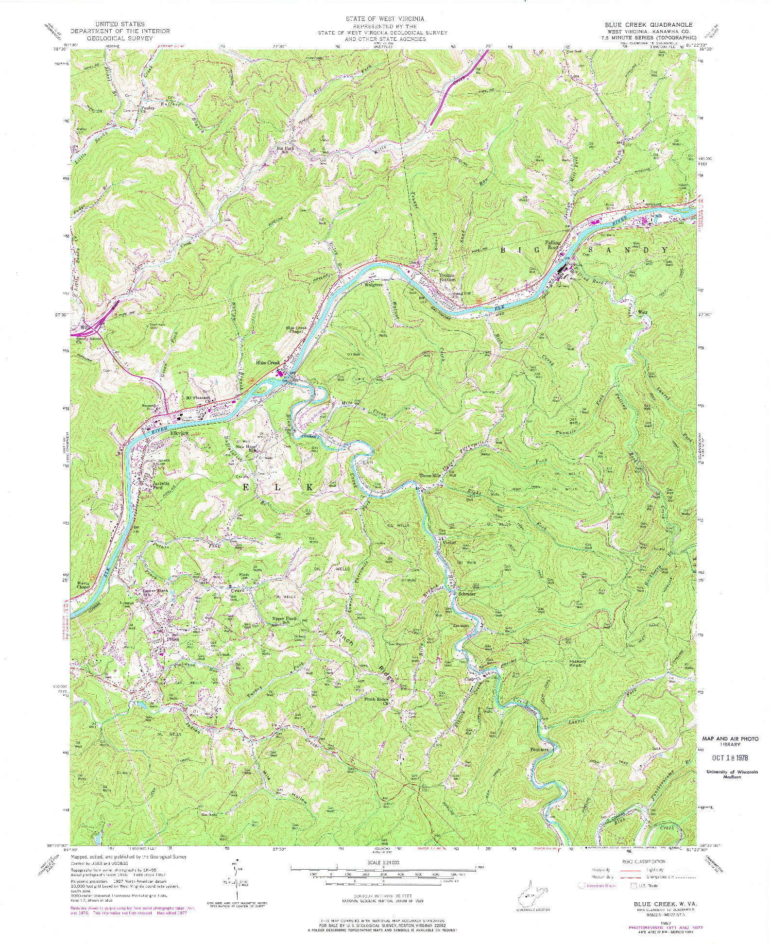 USGS 1:24000-SCALE QUADRANGLE FOR BLUE CREEK, WV 1957