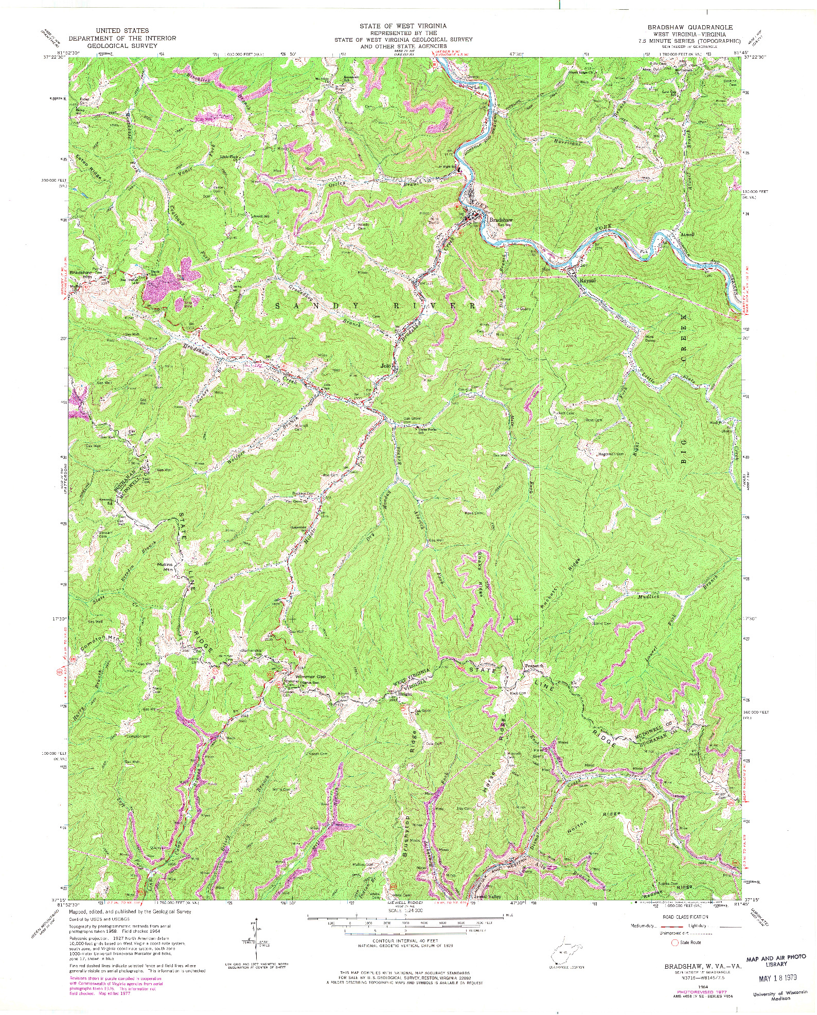 USGS 1:24000-SCALE QUADRANGLE FOR BRADSHAW, WV 1964