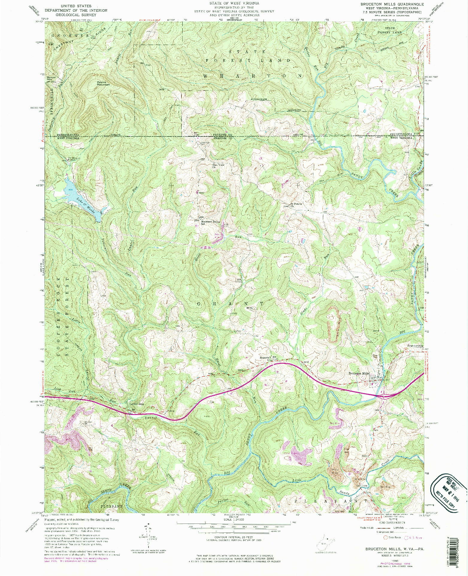 USGS 1:24000-SCALE QUADRANGLE FOR BRUCETON MILLS, WV 1960
