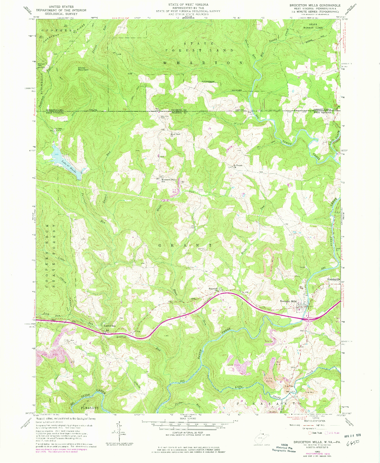 USGS 1:24000-SCALE QUADRANGLE FOR BRUCETON MILLS, WV 1960