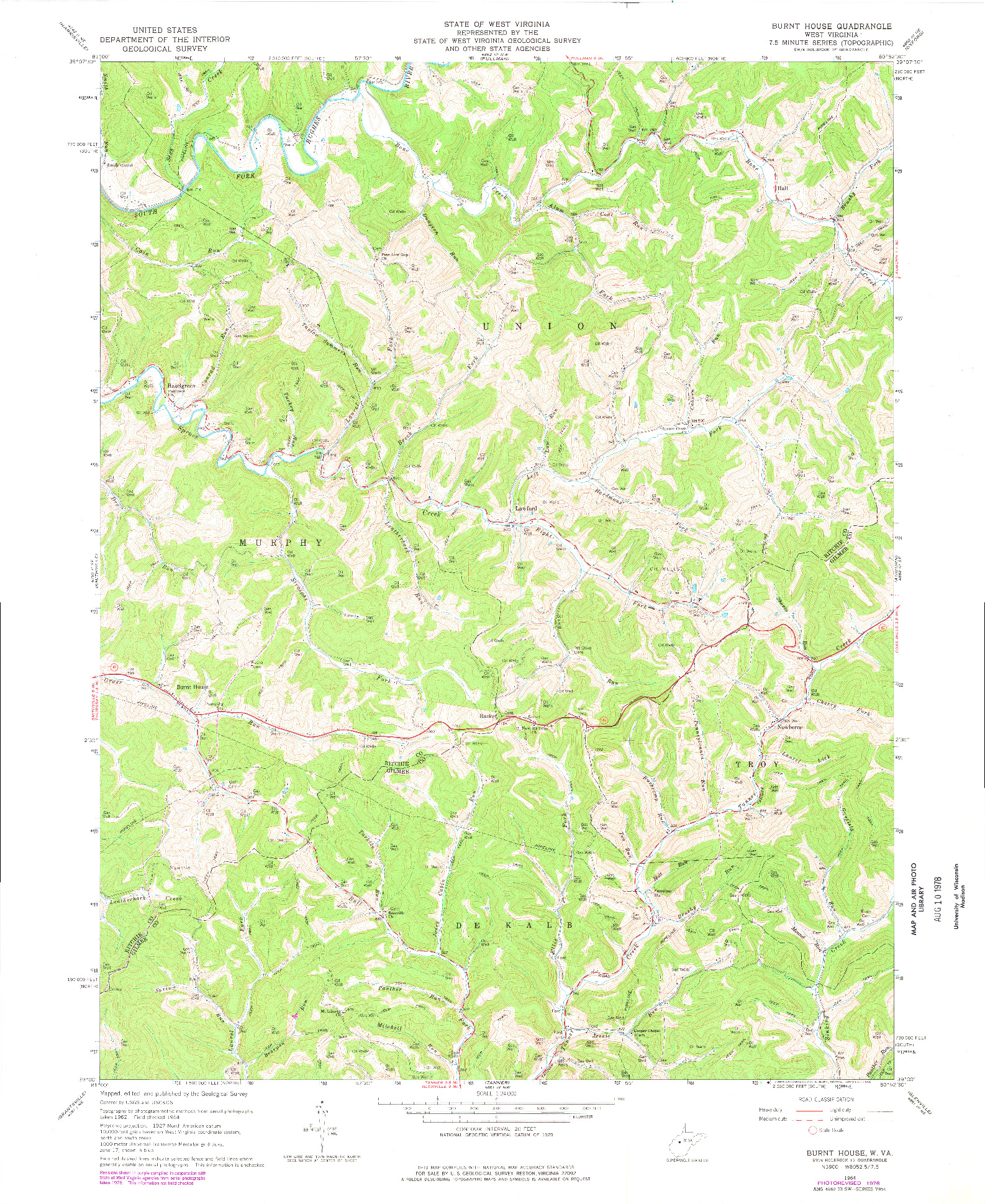 USGS 1:24000-SCALE QUADRANGLE FOR BURNT HOUSE, WV 1964