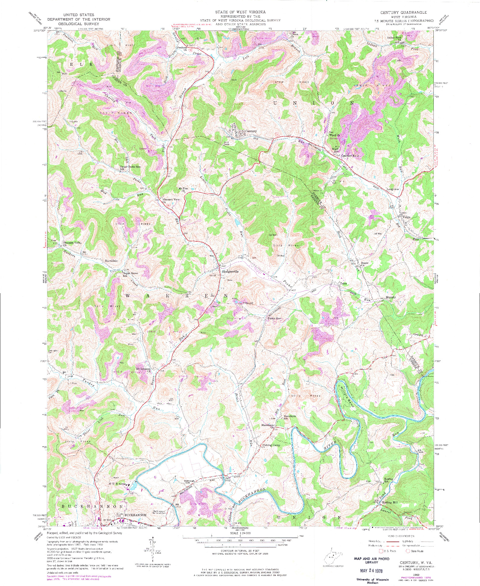 USGS 1:24000-SCALE QUADRANGLE FOR CENTURY, WV 1960