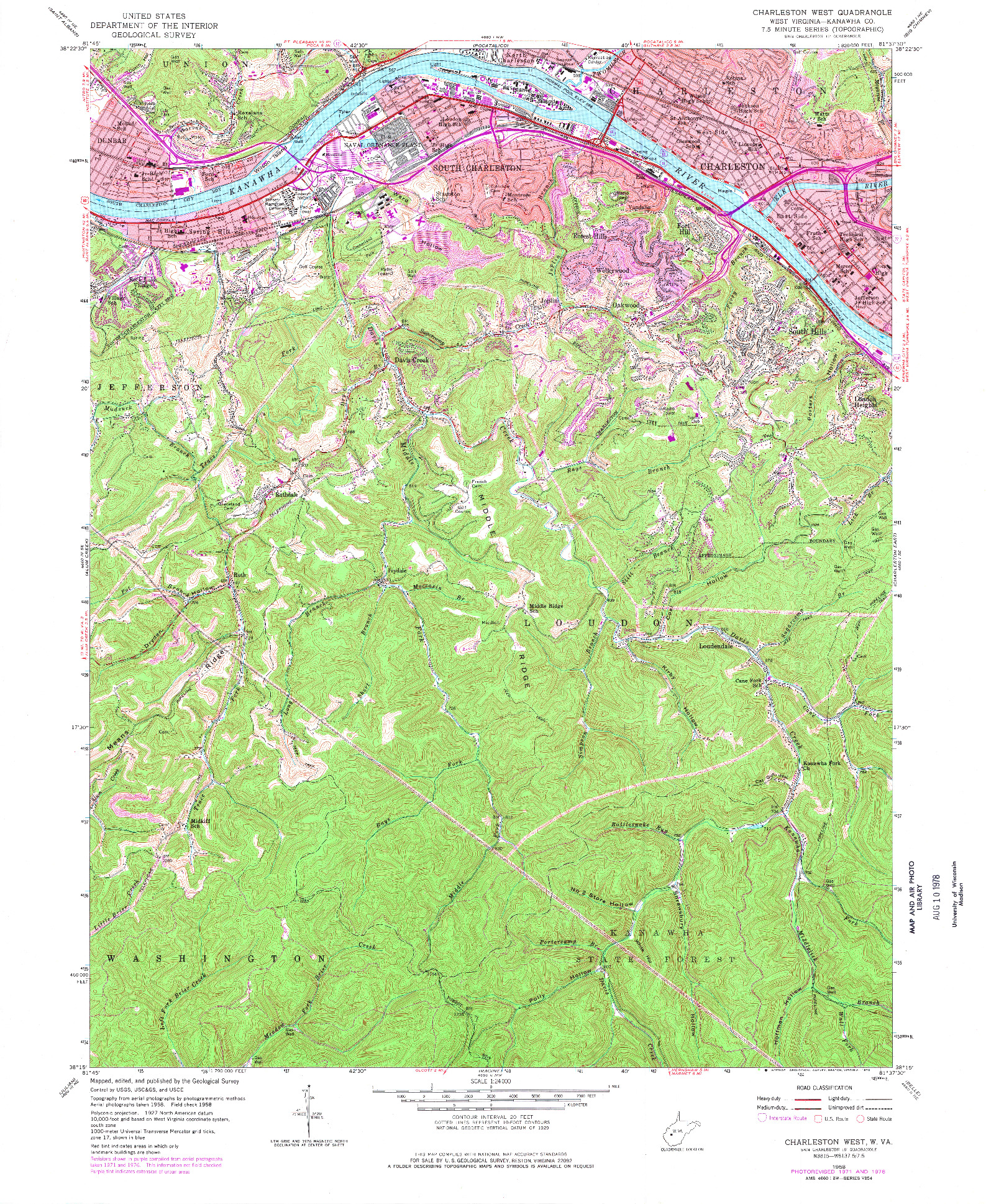 USGS 1:24000-SCALE QUADRANGLE FOR CHARLESTON WEST, WV 1958