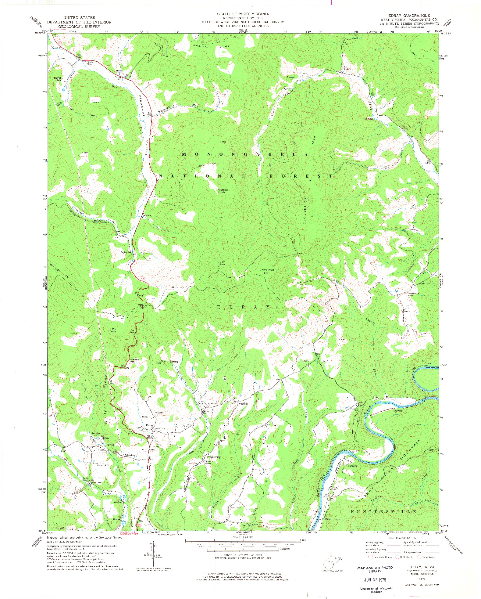 USGS 1:24000-SCALE QUADRANGLE FOR EDRAY, WV 1977