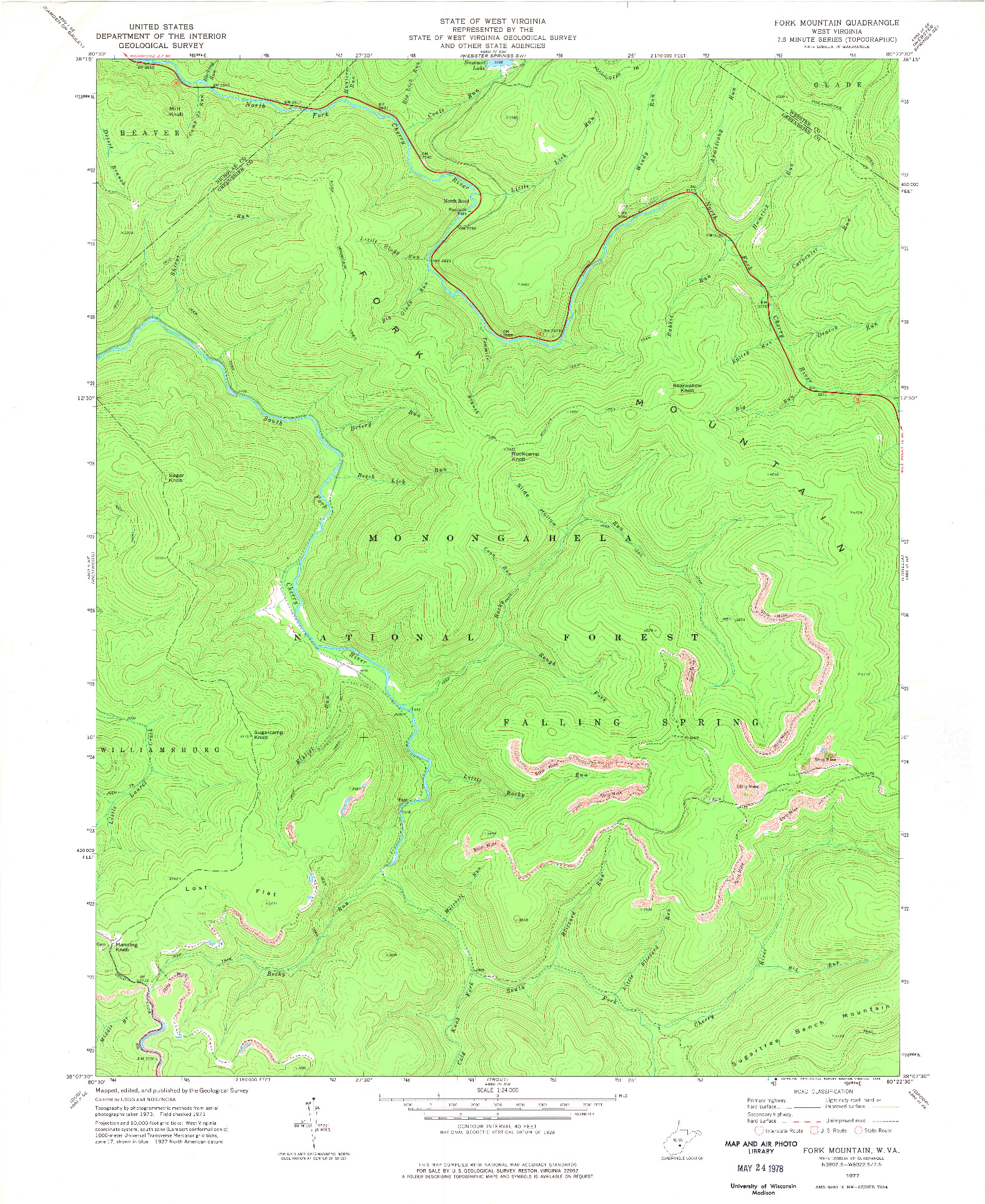 USGS 1:24000-SCALE QUADRANGLE FOR FORK MOUNTAIN, WV 1977