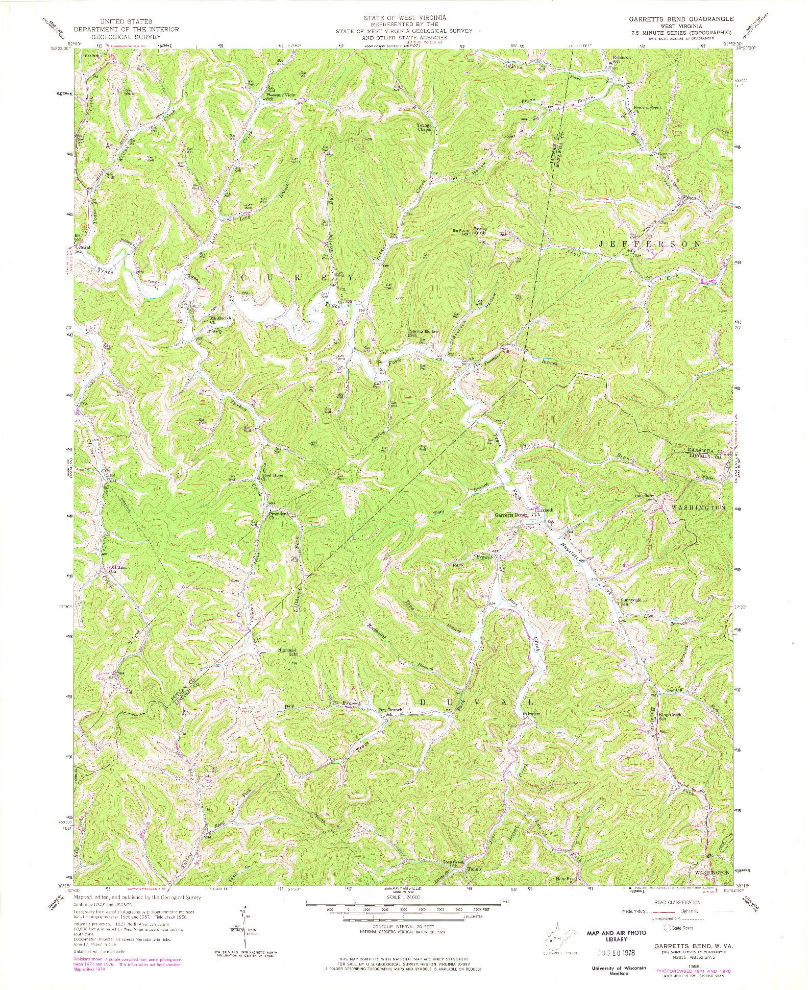 USGS 1:24000-SCALE QUADRANGLE FOR GARRETTS BEND, WV 1958