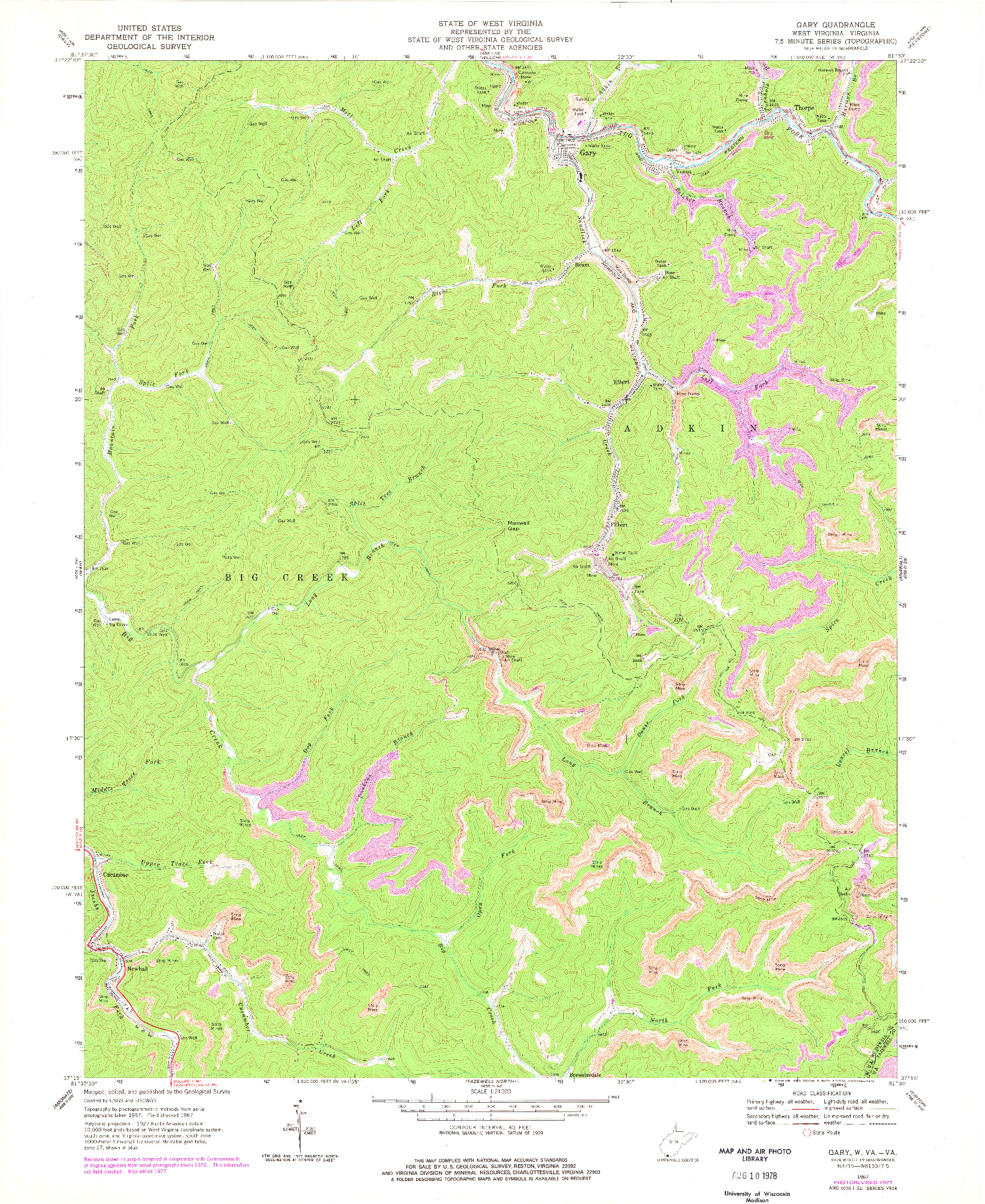 USGS 1:24000-SCALE QUADRANGLE FOR GARY, WV 1967